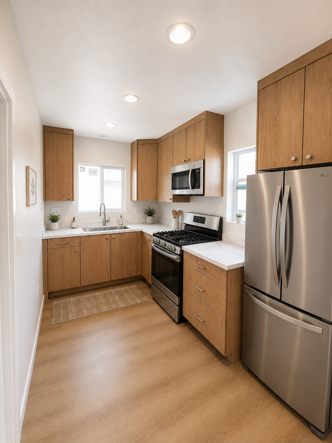 BLD residential ADU in Placentia, California, ADU includes bedroom, bathroom, living area, kitchen and washer/dryer