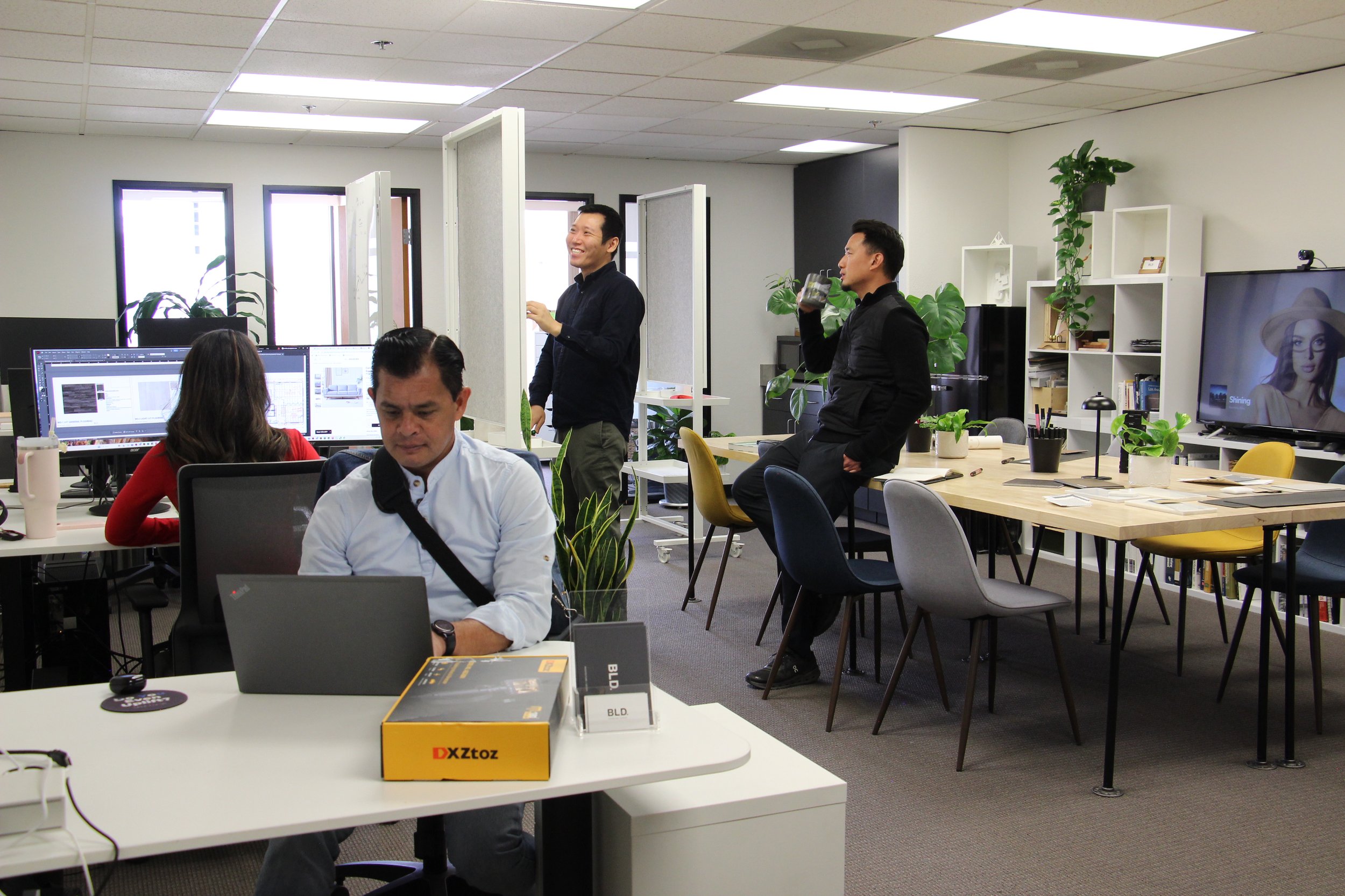 casual, collaborative, and active workplace atmosphere
