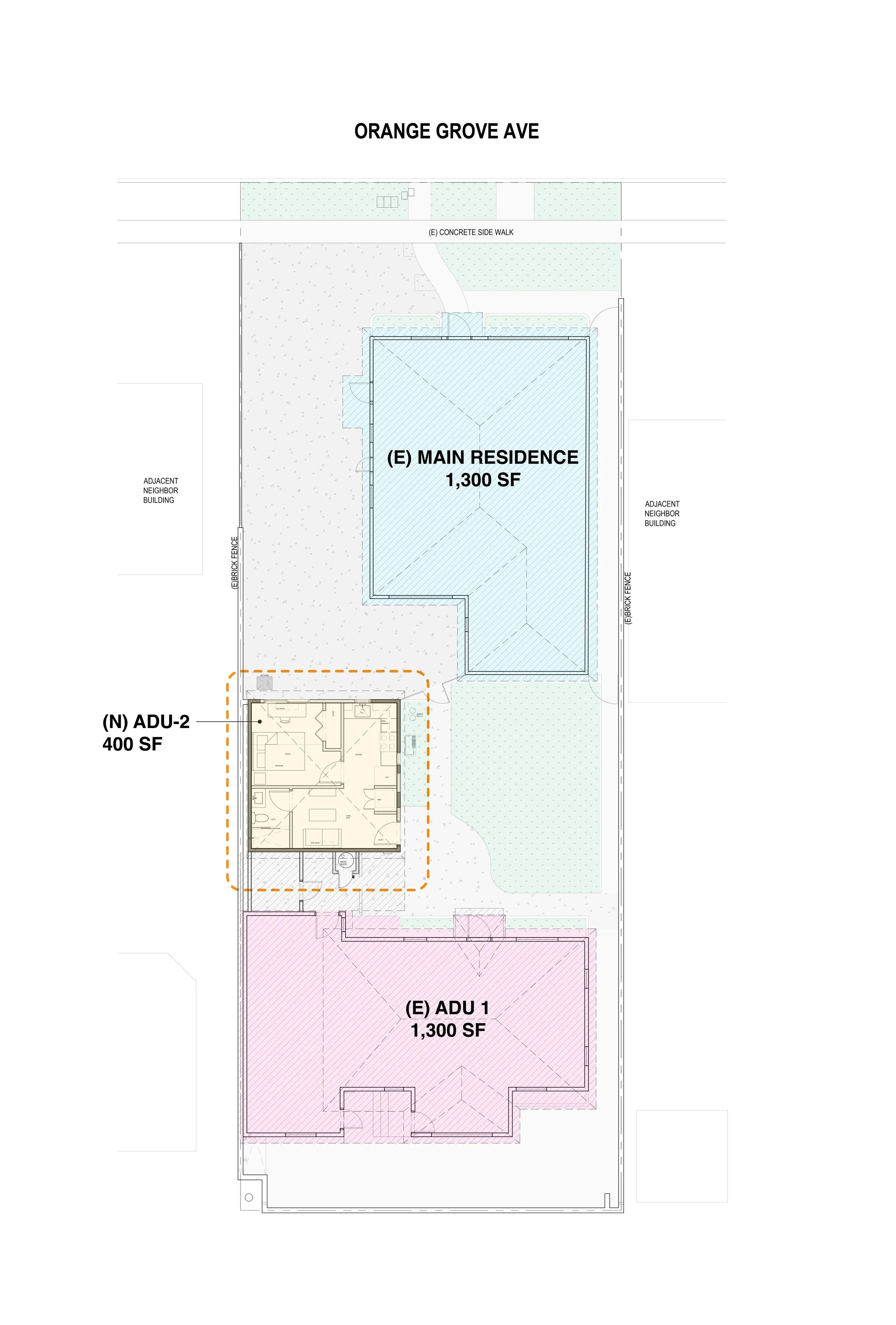 BLD residential ADU in Placentia, California, ADU includes bedroom, bathroom, living area, kitchen and washer/dryer
