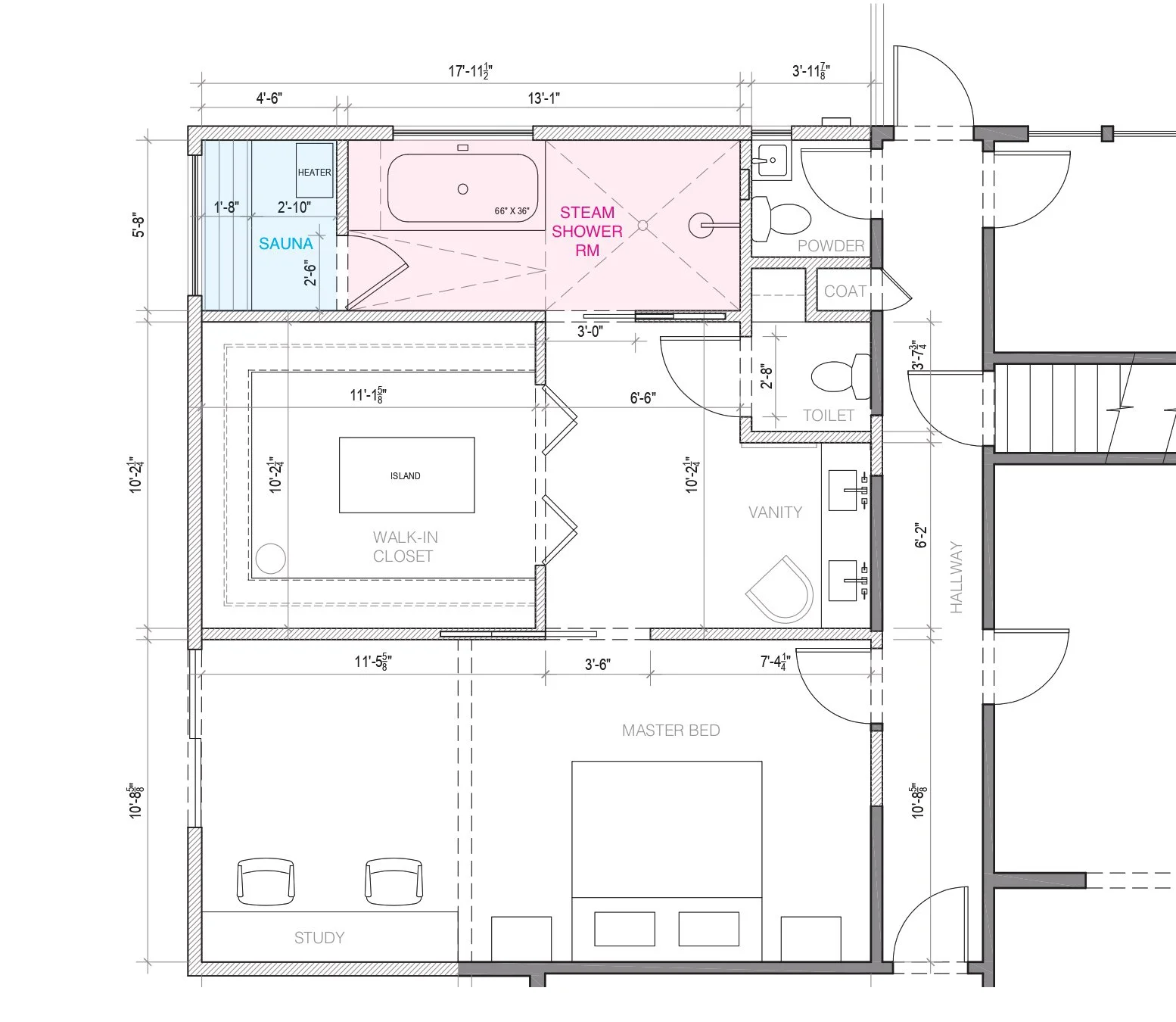 BLD residential yard work and extension with a walk-in closet, spa- inspired amenities, enhanced support spaces and roof extensions