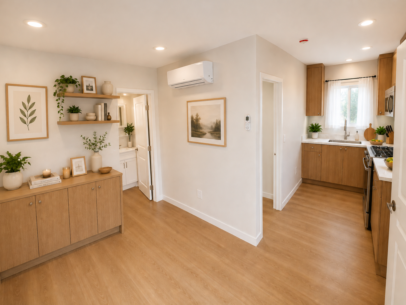 BLD residential ADU in Placentia, California, ADU includes bedroom, bathroom, living area, kitchen and washer/dryer