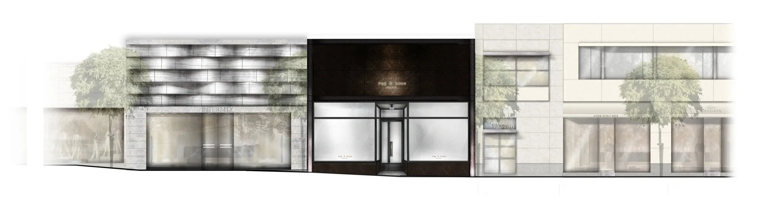 BLD commercial retail in Manhasset, New York includes restrained material palette, thoughtful detailing, and preserved architectural character