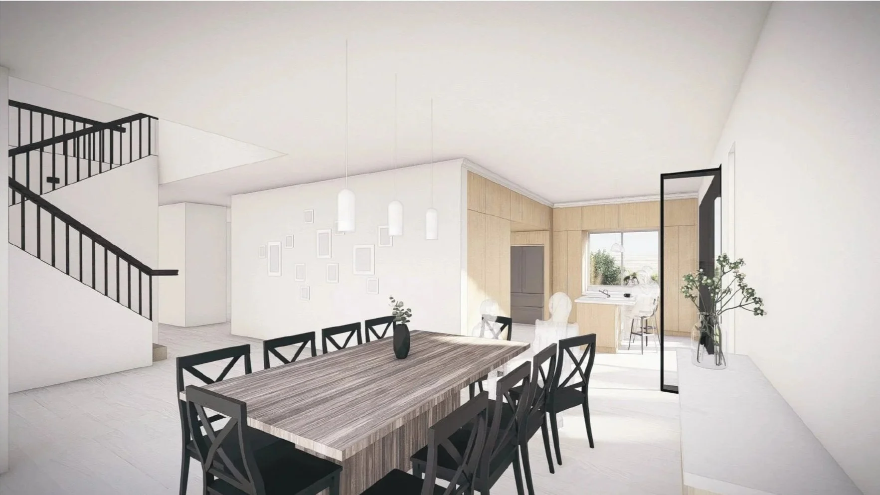 BLD residential extension and renovation in Placentia, California with kitchen re-layout, side yard patio, and rear patio