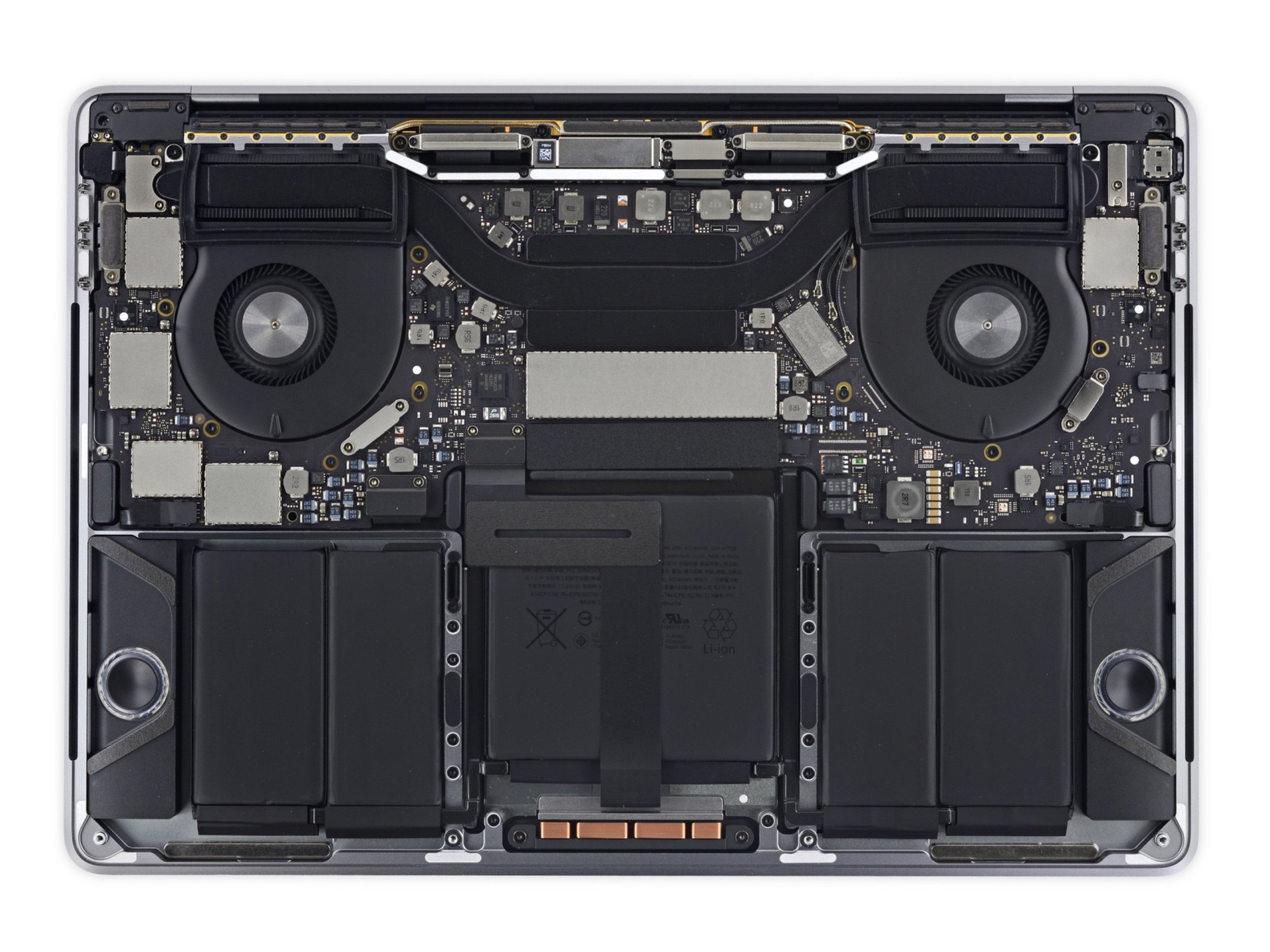 Interior of the bottom case of the 13" MacBook Pro with Touchbar. I traveled to Shanghai many times to work in the factory that assembled this computer. I have taken it apart and put it back together more times than I care to remember!