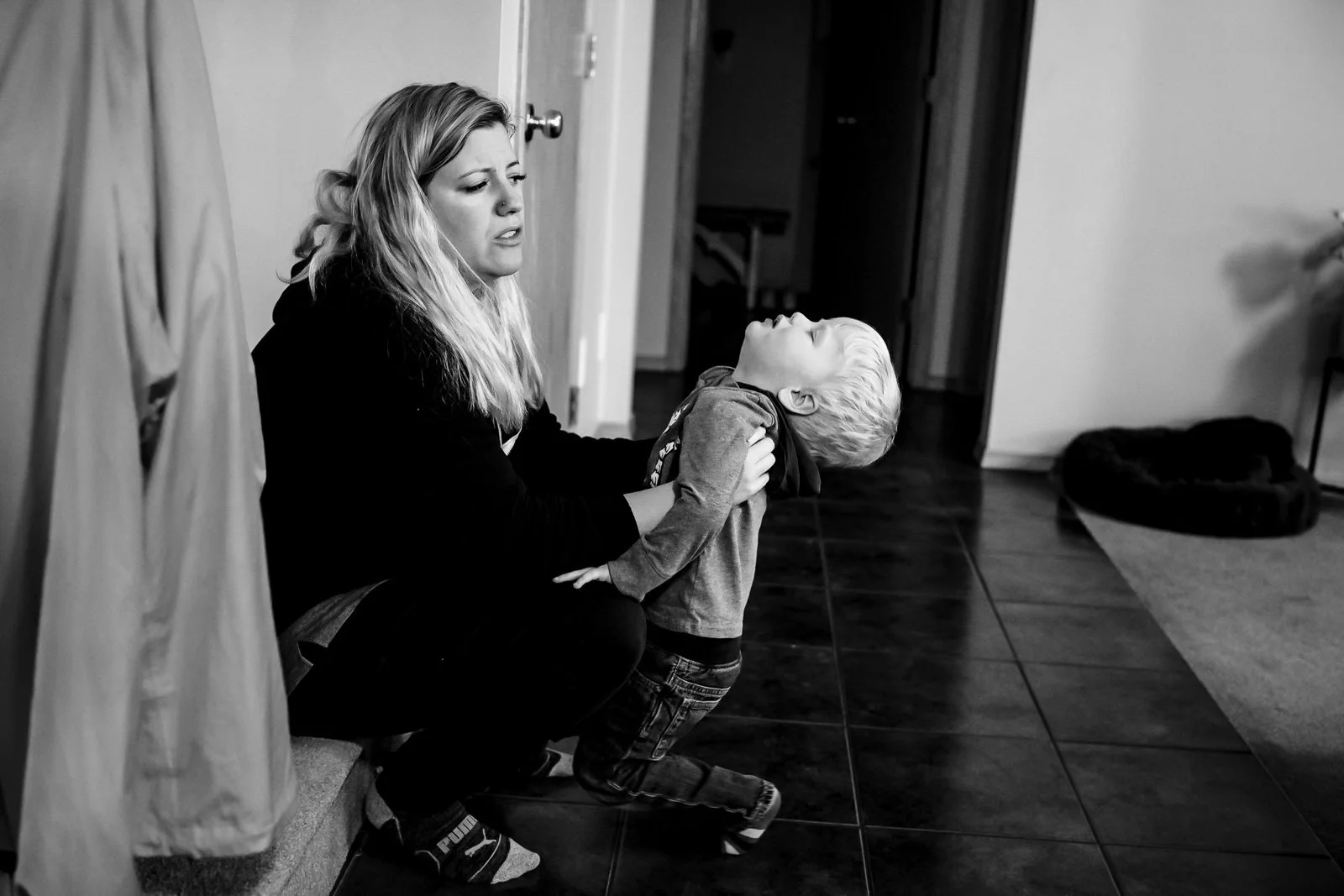 mother deals with toddler meltdown