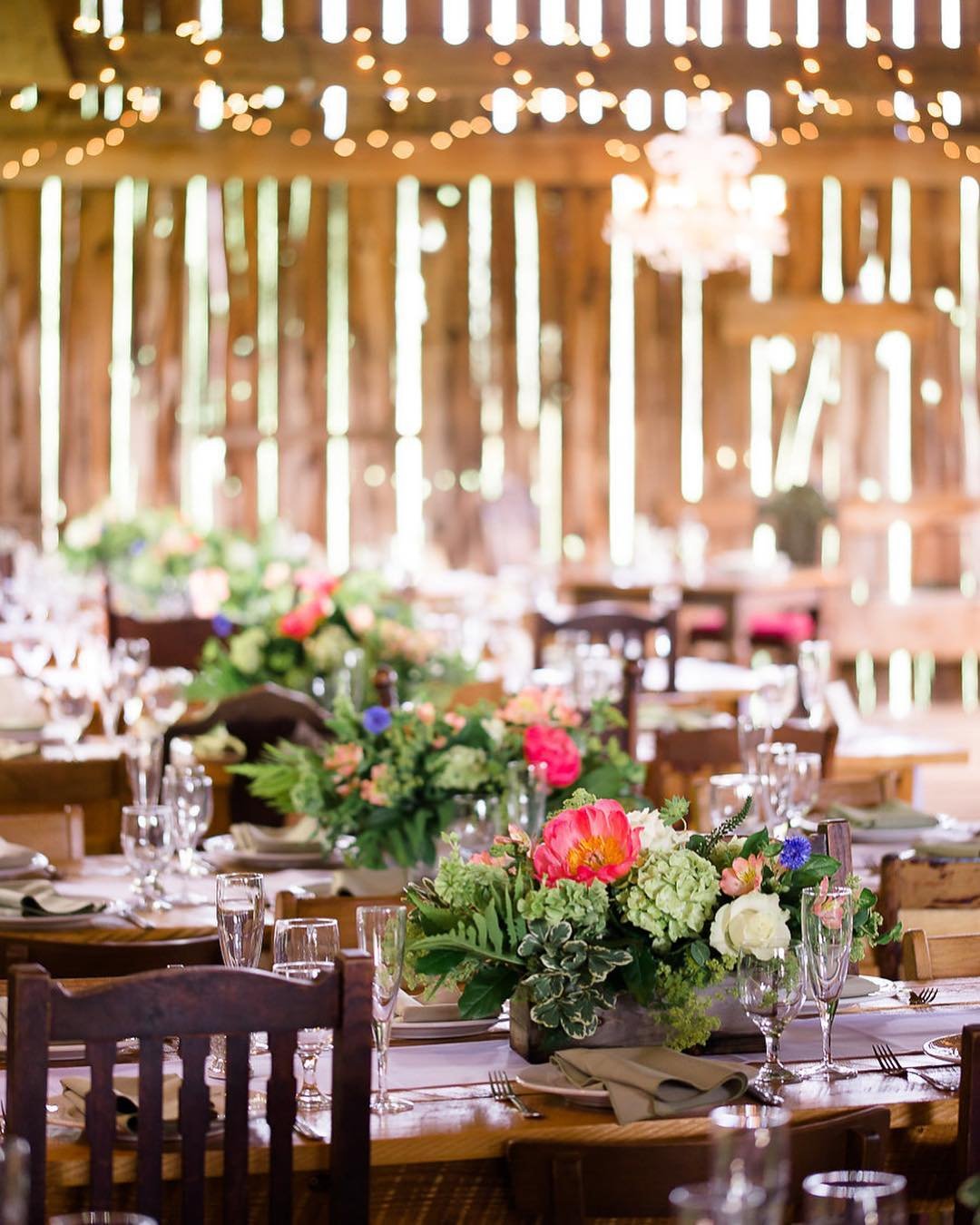 Centerpieces for a Barn Wedding from Fox Hill Farm in Honesdale PA.jpg
