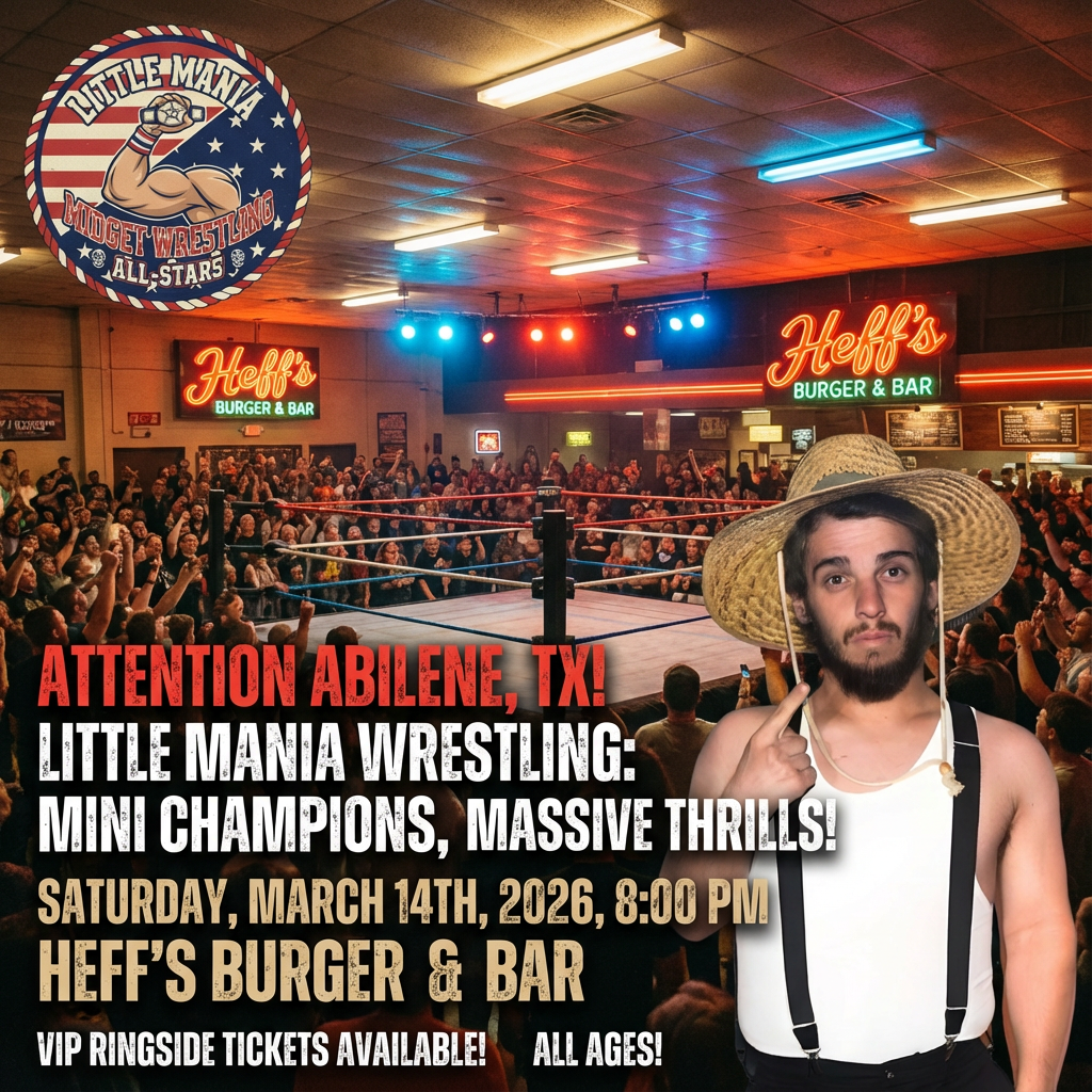 Little Mania: Saturday, March 14th, 2026, at 8:00 PM at Heff’s Burger & Bar in Abilene, TX!
