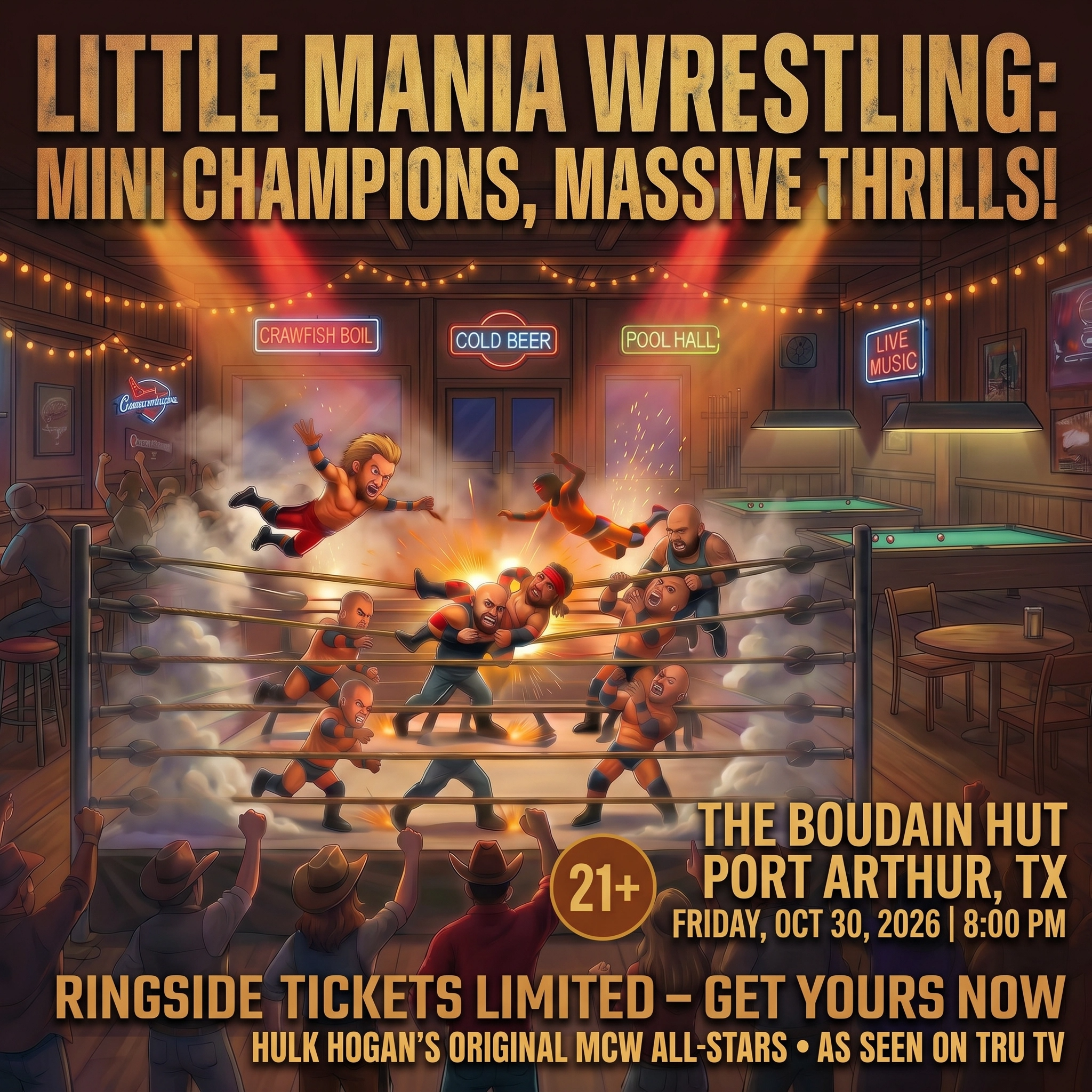 Little Mania: Friday, October 30th, 2026, at 8:00 PM at The Boudain Hut in Port Arthur, TX!