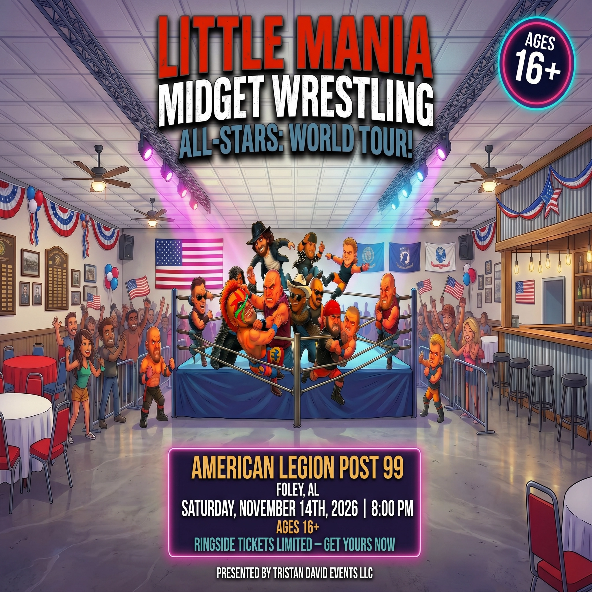 Little Mania: Saturday, November 14th, 2026, at 8:00 PM at American Legion Post 99 in Foley, AL!