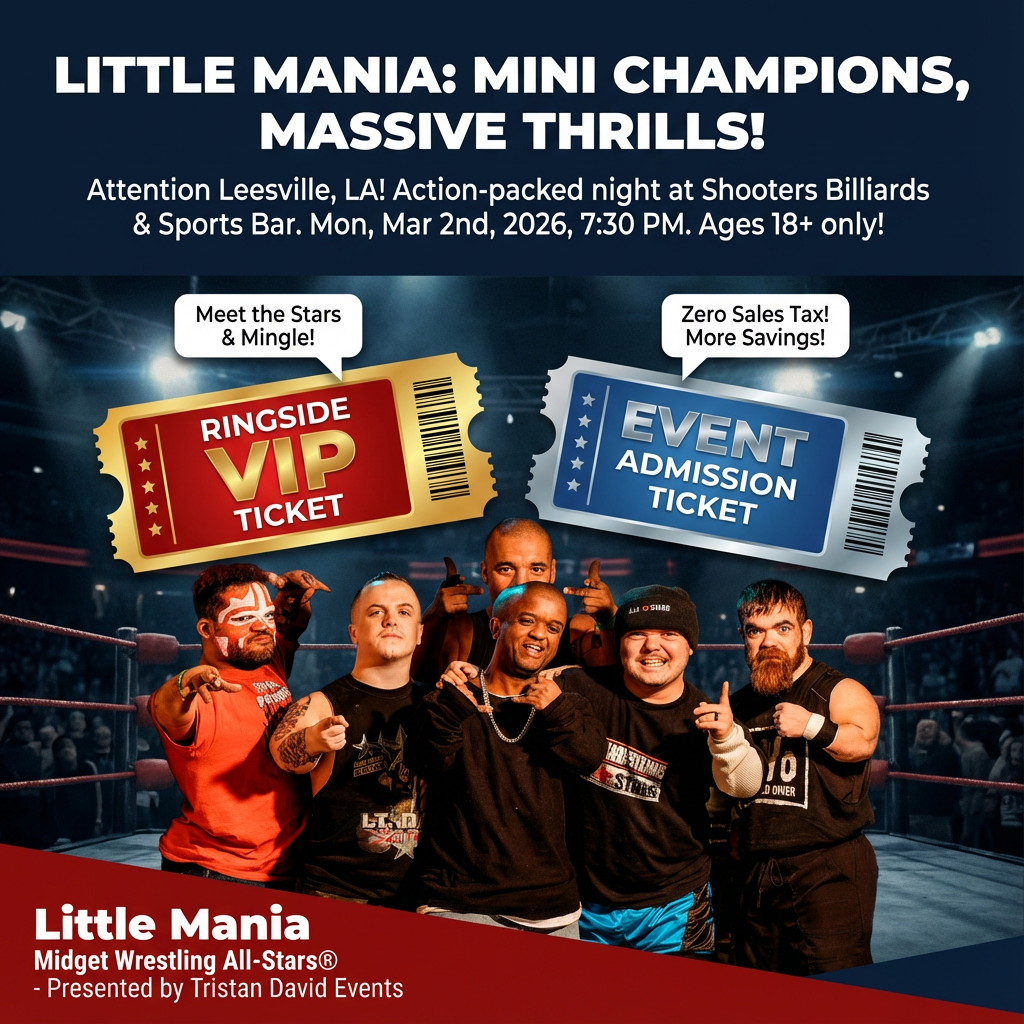 Little Mania: Monday, March 2nd, 2026, at 7:30 PM at Shooters Billiards & Sports Bar in Leesville, LA!