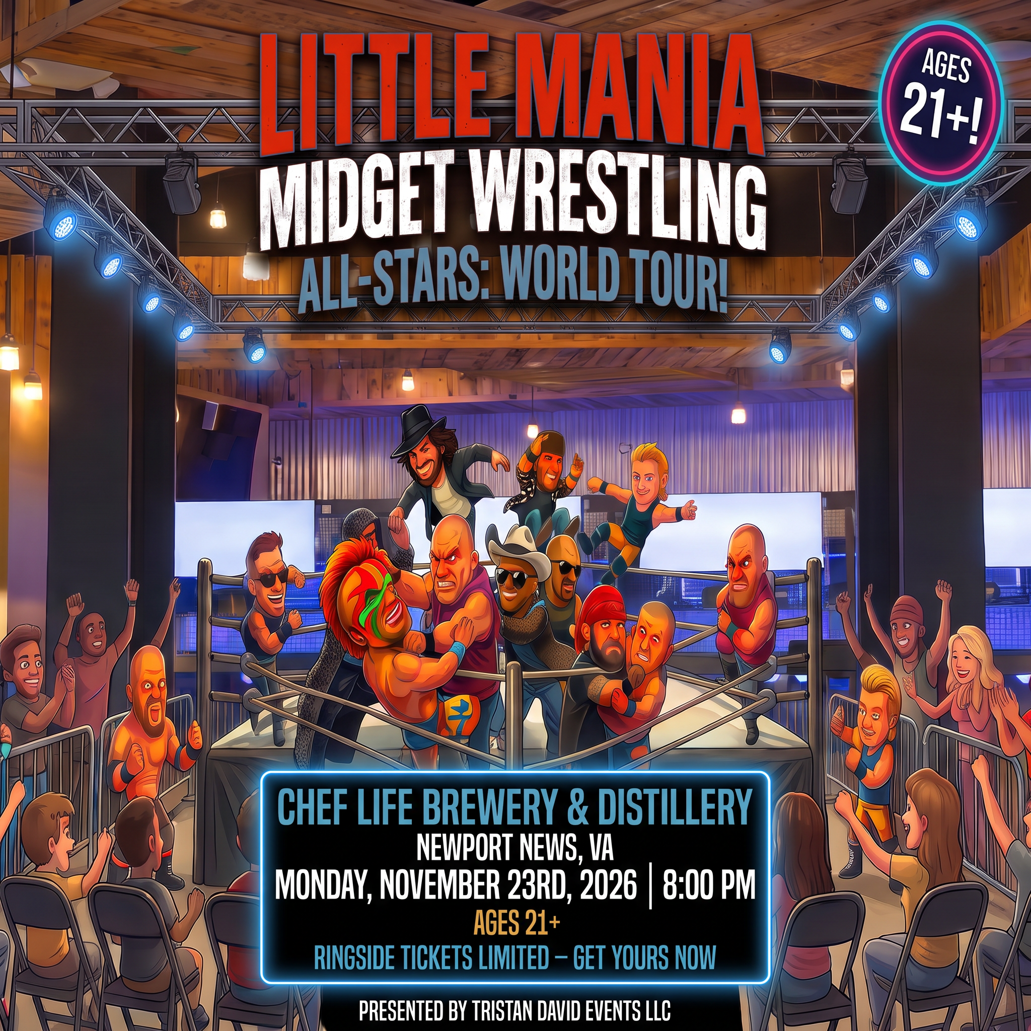 Little Mania: Monday, November 23rd, 2026, at 8:00 PM at Chef Life Brewery & Distillery in Newport News, VA!
