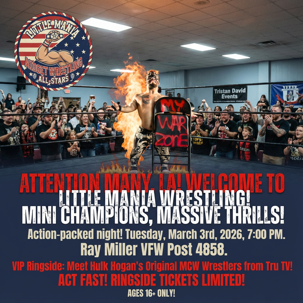Little Mania: Tuesday, March 3rd, 2026, at 7:00 PM at Ray Miller VFW Post 4858 in Many, LA!