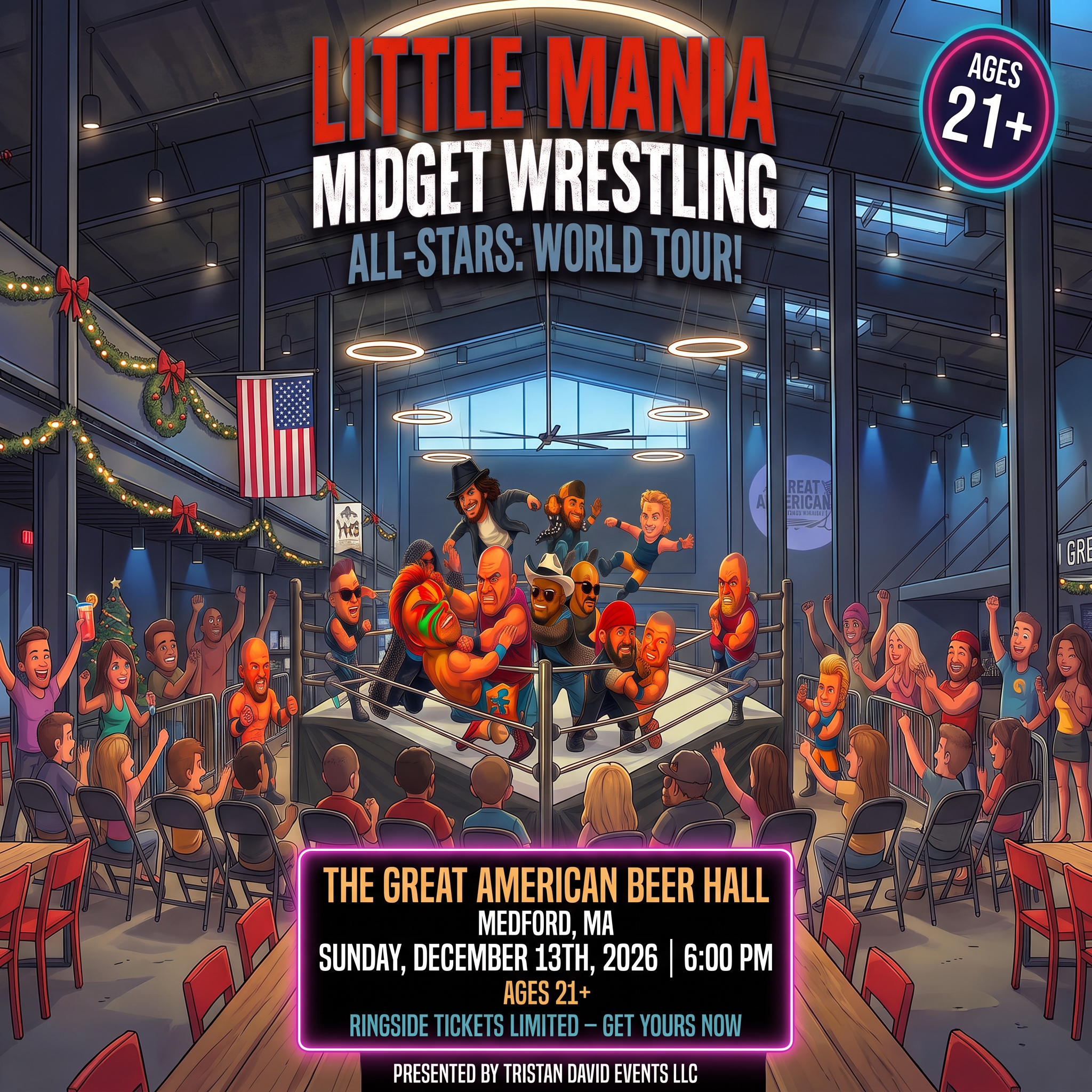 Little Mania: Sunday, December 13th, 2026, at 6:00 PM at The Great American Beer Hall in Medford, MA!