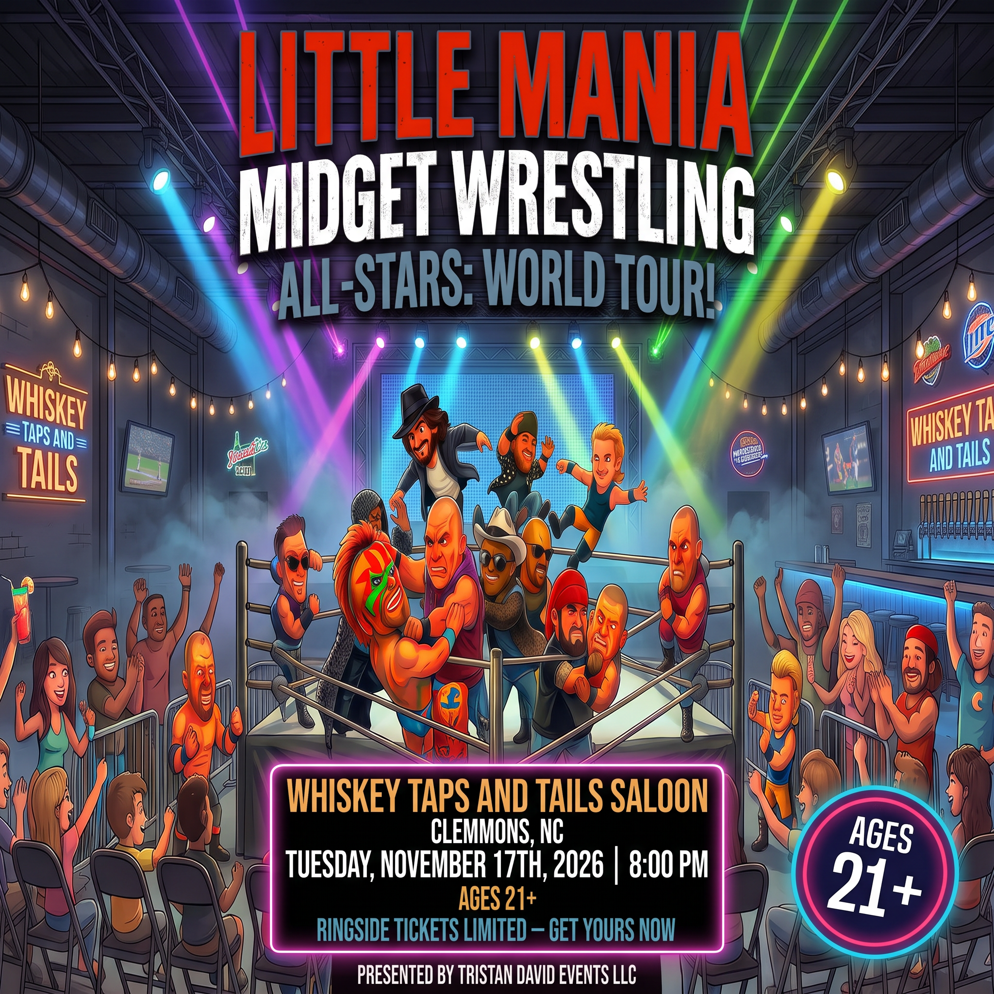 Little Mania: Tuesday, November 17th, 2026, at 8:00 PM at Whiskey Taps and Tails Saloon in Clemmons, NC!
