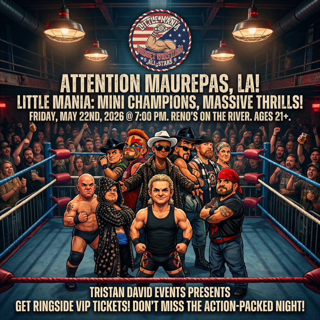Little Mania: Friday, May 22nd, 2026, at 7:00 PM at Reno’s On The River in Maurepas, LA!