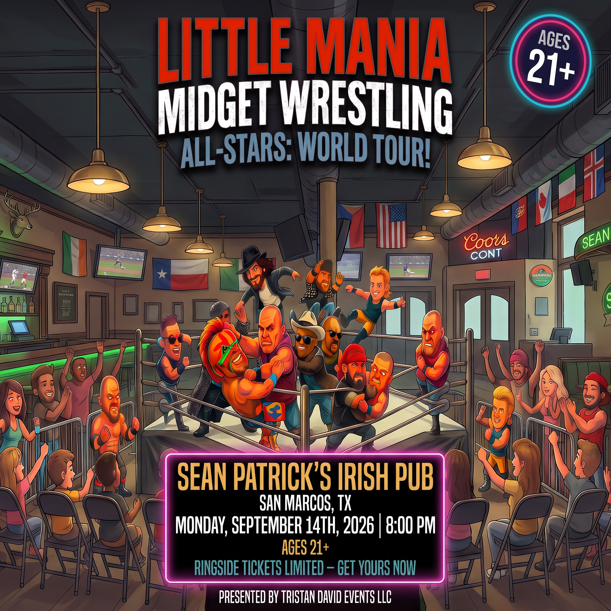 Little Mania: Monday, September 14th, 2026, at 8:00 PM at Sean Patrick's Irish Pub in San Marcos, TX!