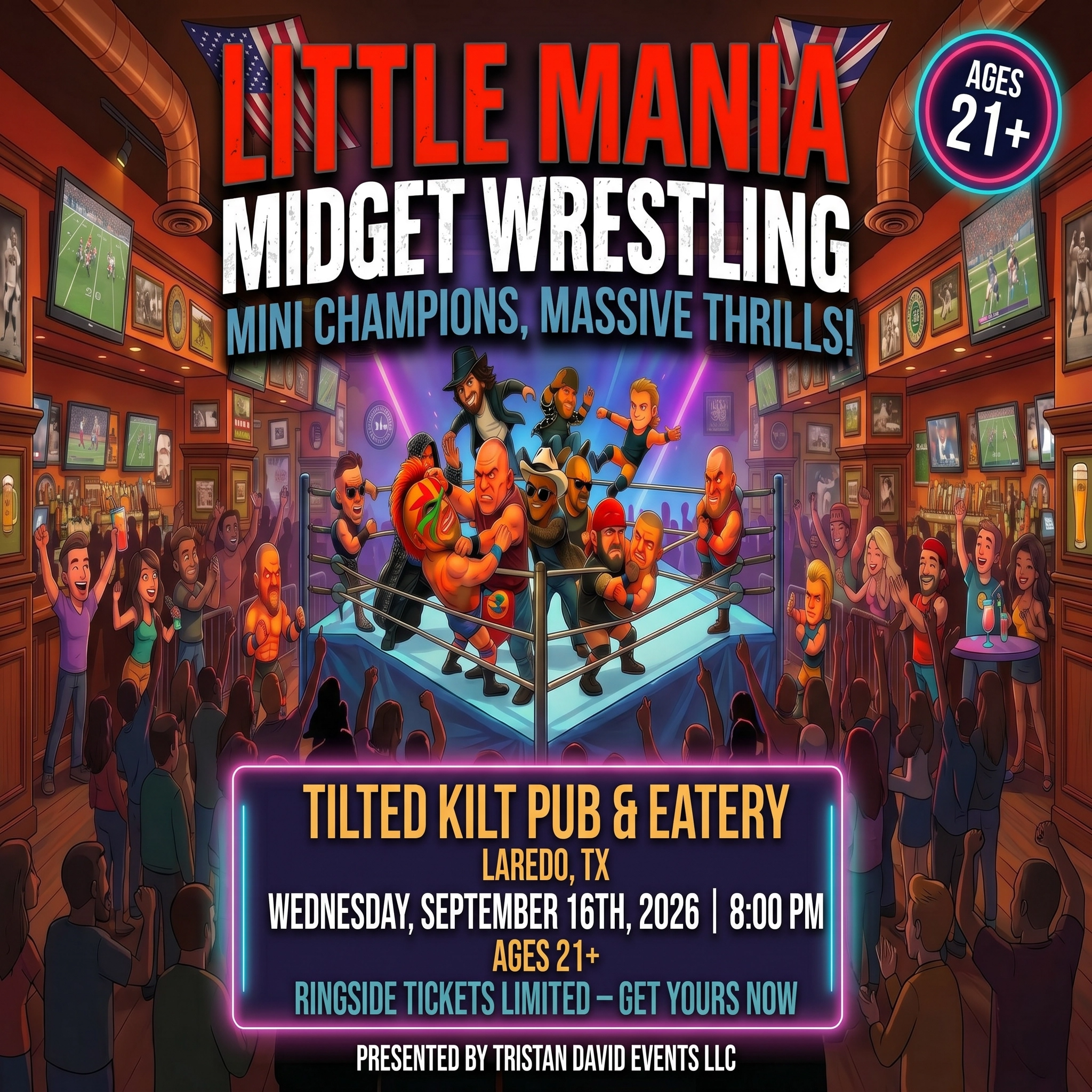 Little Mania: Wednesday, September 16th, 2026, at 8:00 PM at Tilted Kilt in Laredo, TX!