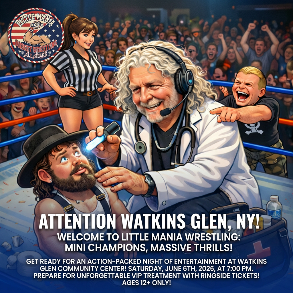 Little Mania: Saturday, June 6th, 2026, at 7:00 PM at Watkins Glen Community Center in Watkins Glen, NY!