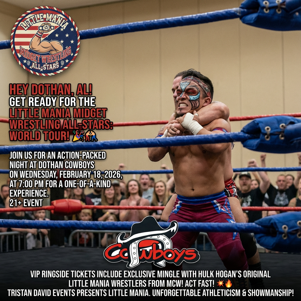 Little Mania: Wednesday, February 18, 2026, at 7:00 PM at Dothan Cowboys in Dothan, AL!