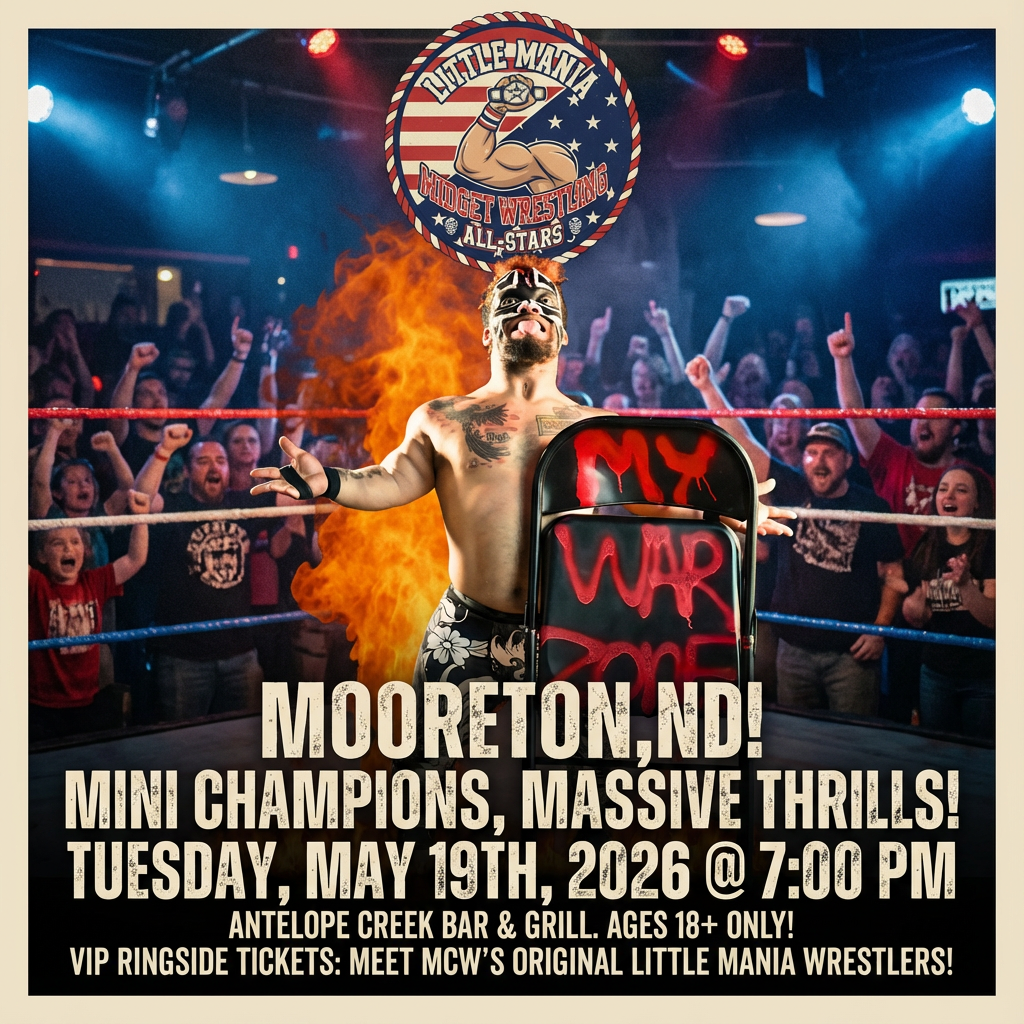 Little Mania: Tuesday, May 19th, 2026, at 7:00 PM at Antelope Creek Bar & Grill in Mooreton, ND!