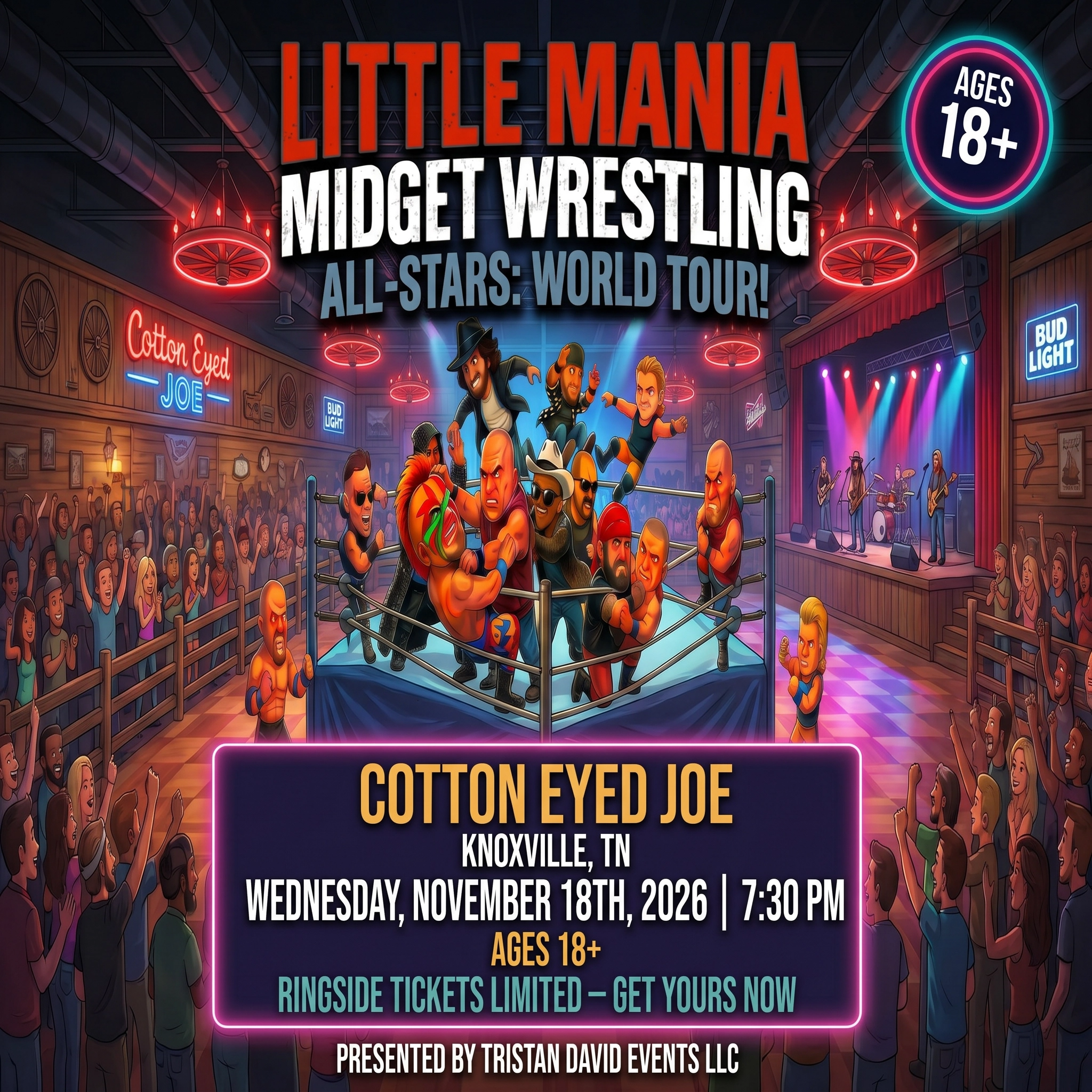 Little Mania: Wednesday, November 18th, 2026, at 7:30 PM at Cotton Eyed Joe in Knoxville, TN!