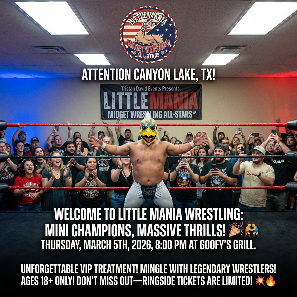 Little Mania: Thursday, March 5th, 2026, at 8:00 PM at Goofy’s Grill in Canyon Lake, TX!