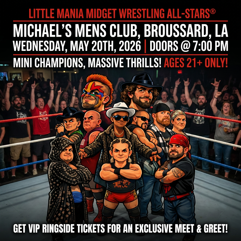 Little Mania: Wednesday, May 20th, 2026, at 7:00 PM at Michael's Mens Club Broussard, LA!