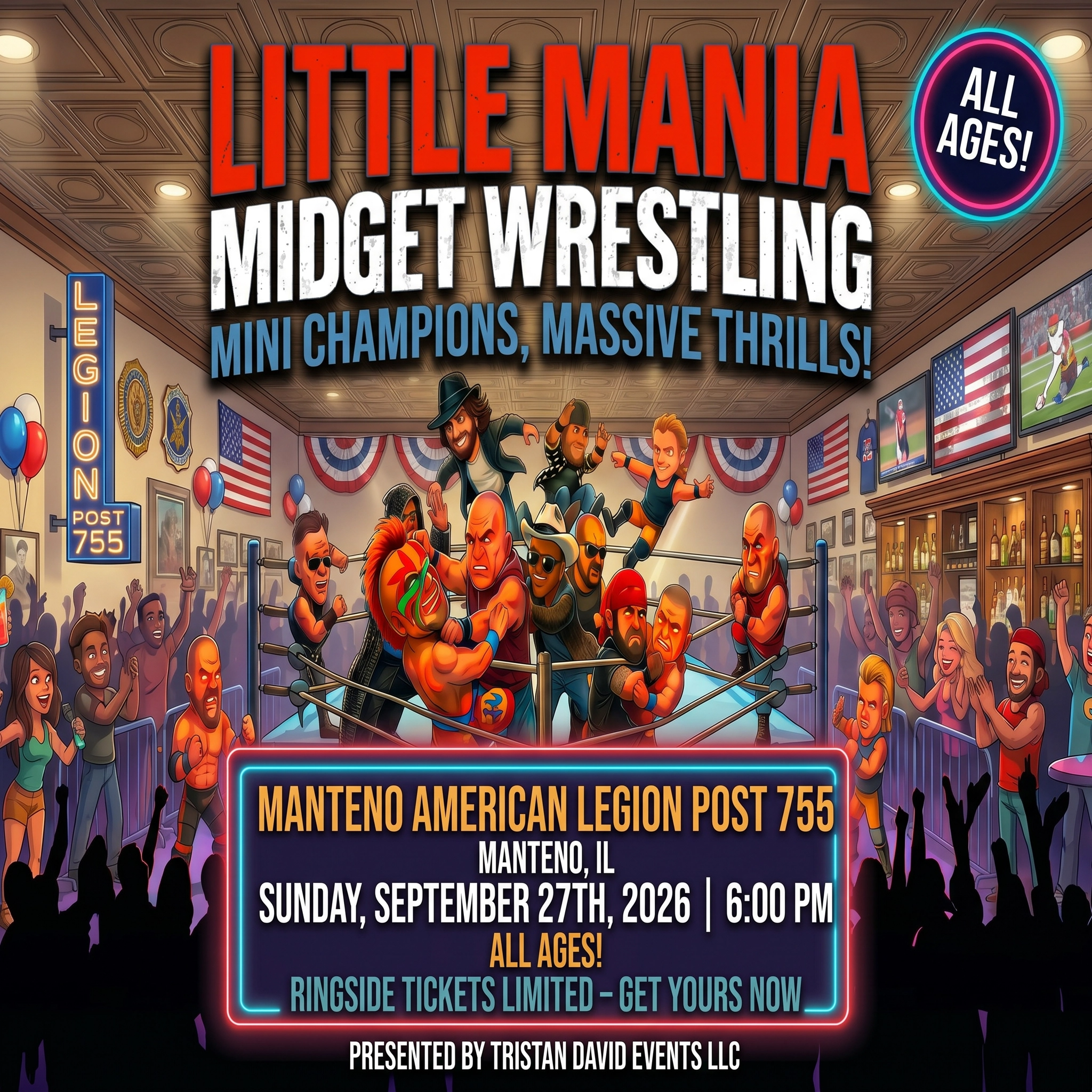 Little Mania: Sunday, September 27th, 2026, at 6:00 PM at Manteno American Legion Post 755 in Manteno, IL!