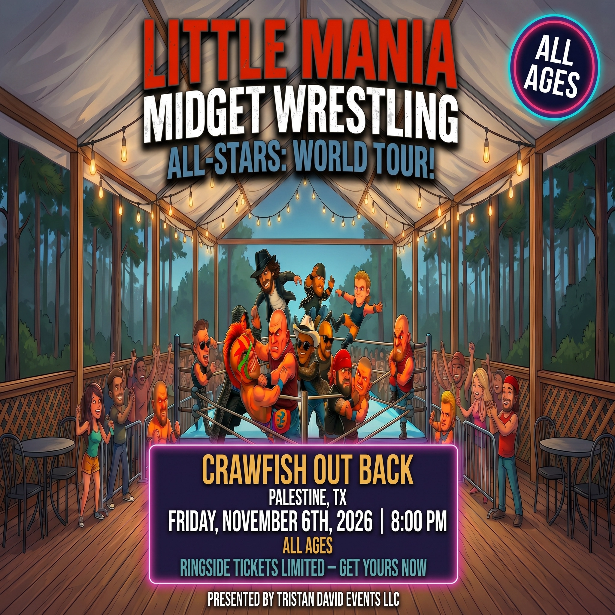 Little Mania: Friday, November 6th, 2026, at 8:00 PM at Crawfish Out Back in Palestine, TX!