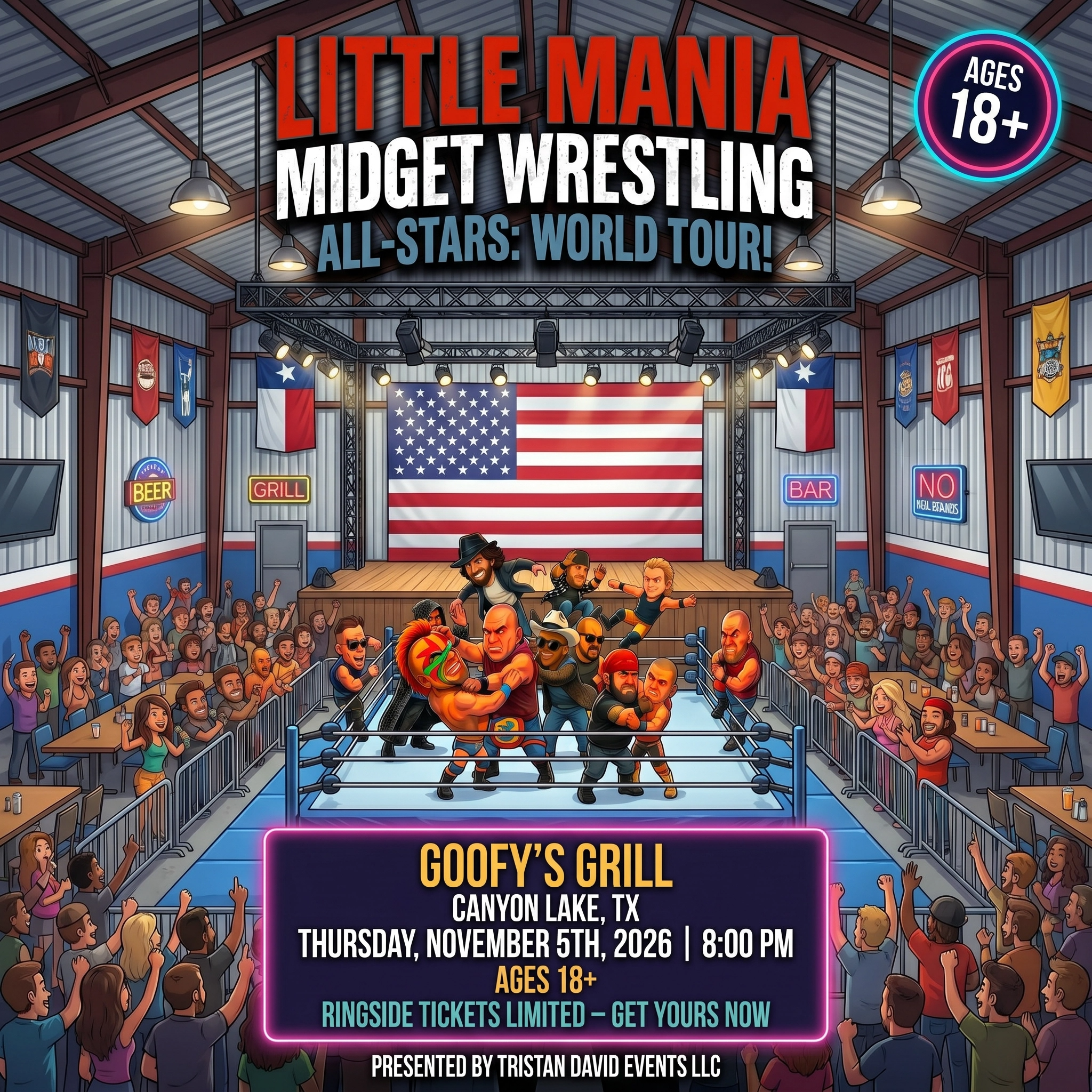 Little Mania: Thursday, November 5th, 2026, at 8:00 PM at Goofy’s Grill in Canyon Lake, TX!
