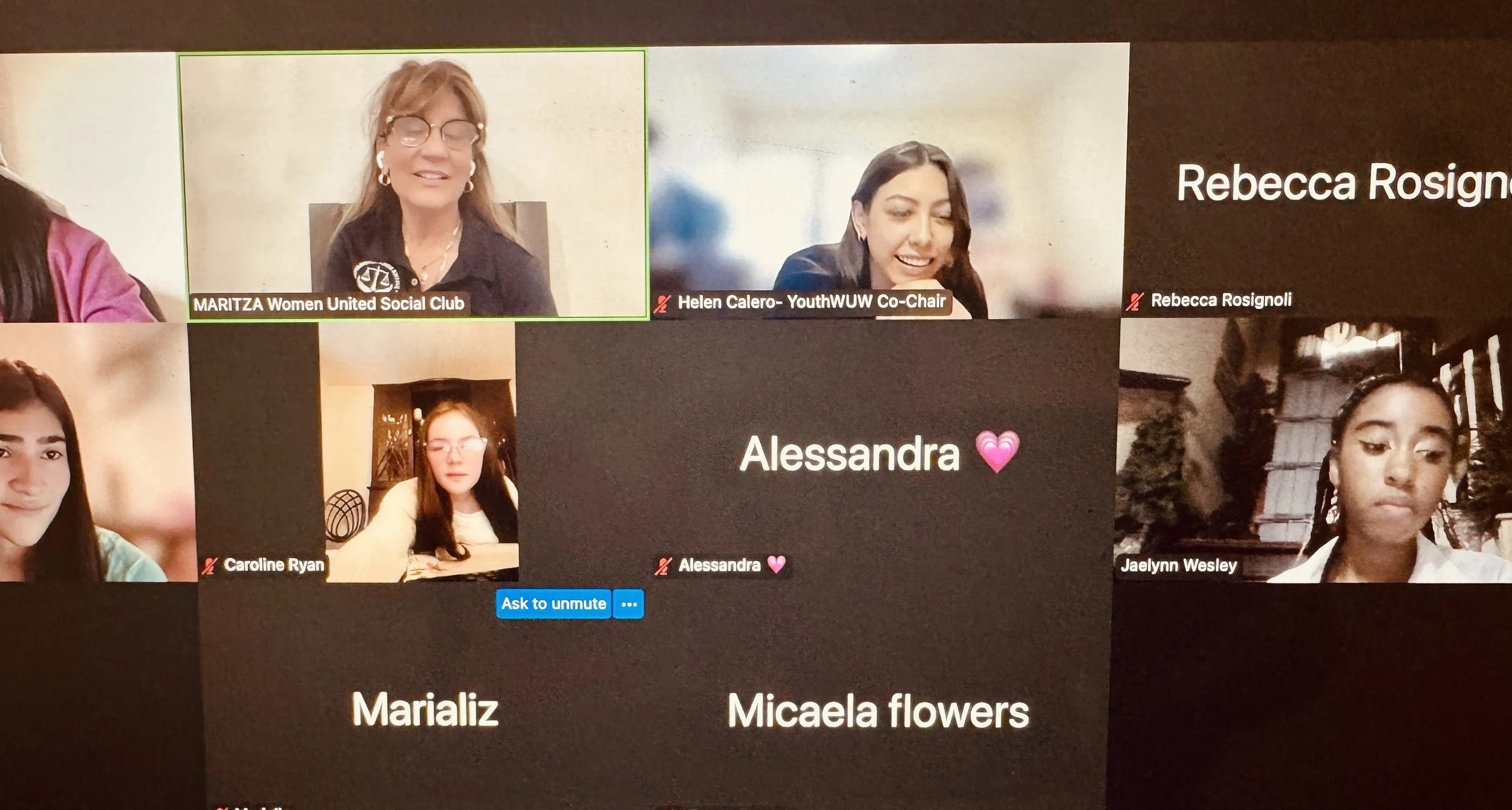 Youth WUW Girls Club Zoom Meeting