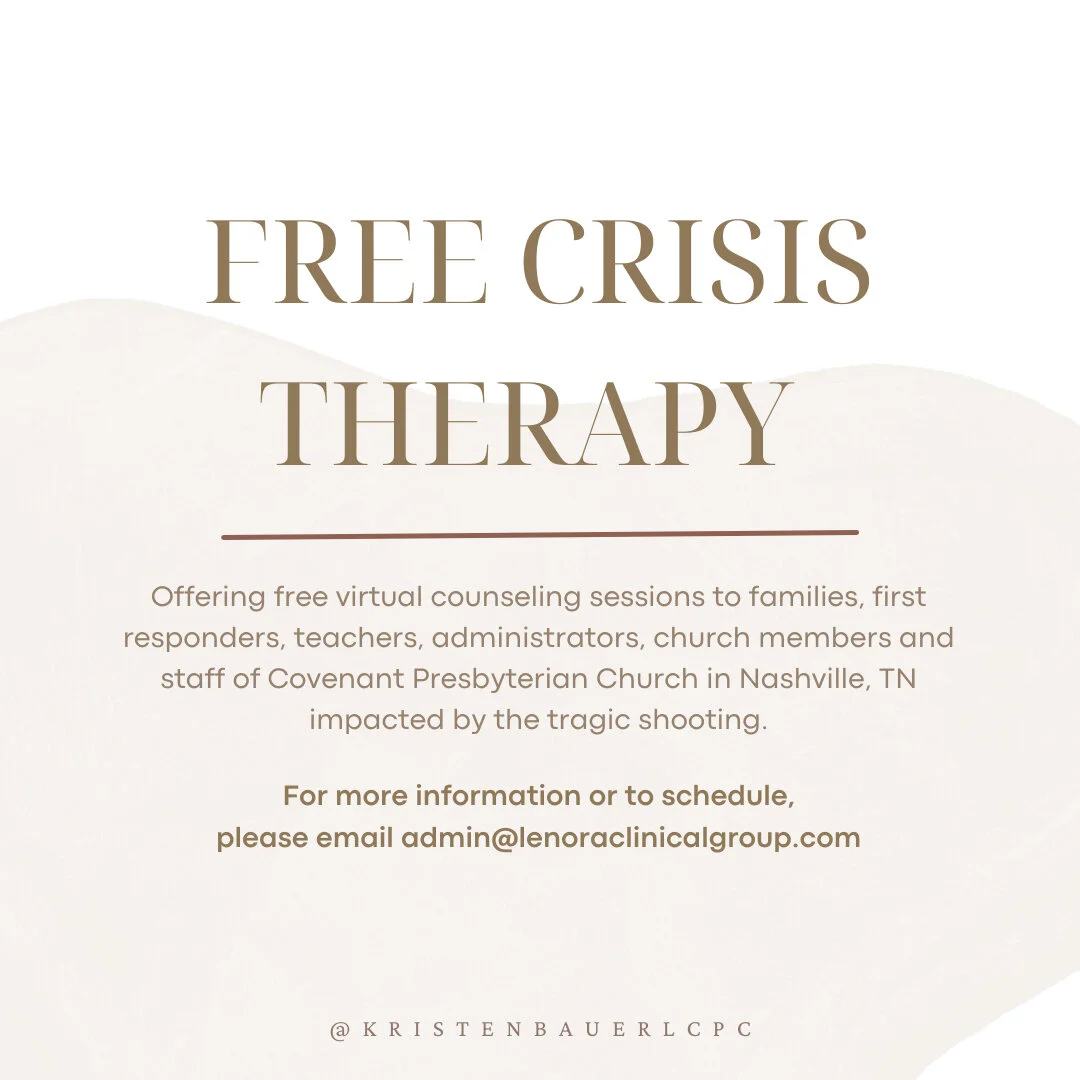 I&rsquo;m offering free virtual sessions to grieving family members, first responders, teachers, administrators, church members and staff of Covenant Presbyterian Church &amp; School that have been impacted by yesterday's shooting. 

