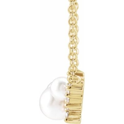 14K yellow gold 16" necklace with Akoya seed pearls and diamond accents