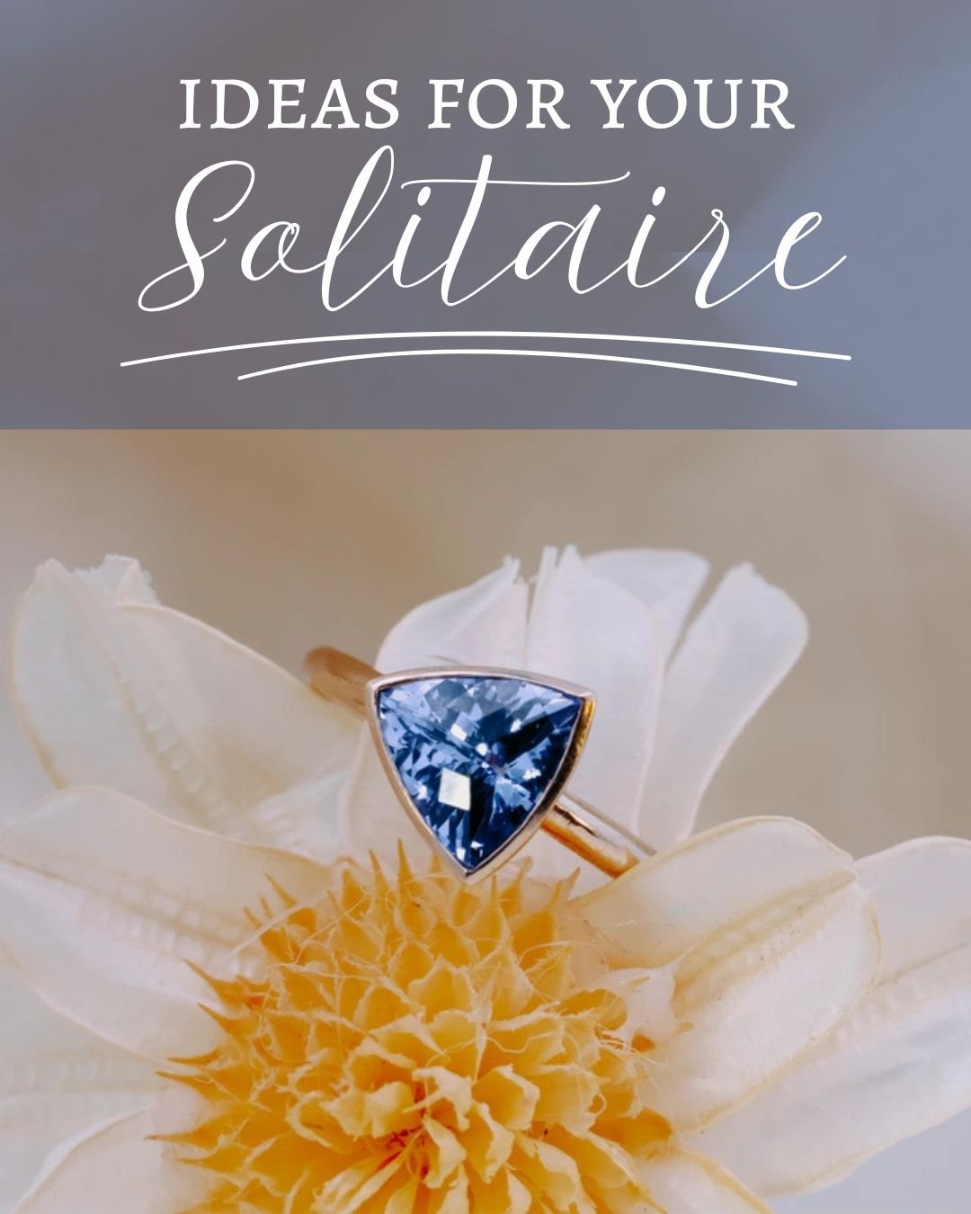 Trillion cut blue stone engagement ring solitaire yellow gold