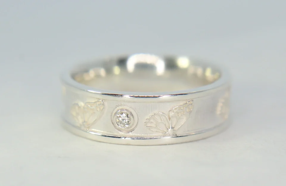 silver butterfly fashion ring with diamond from mother's wedding ring