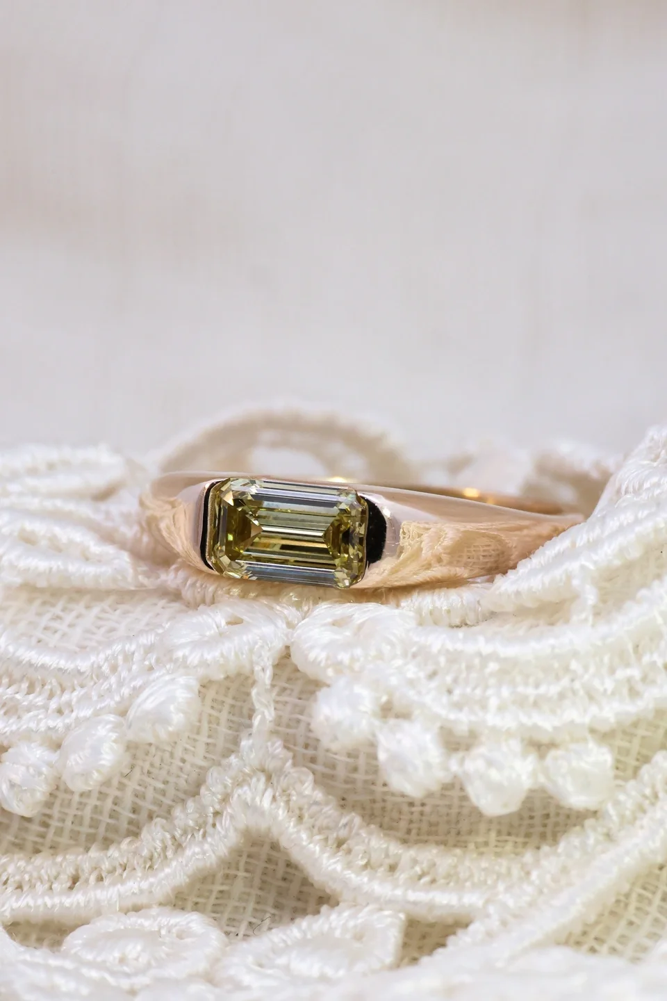 Green Baguette East-West Solitaire