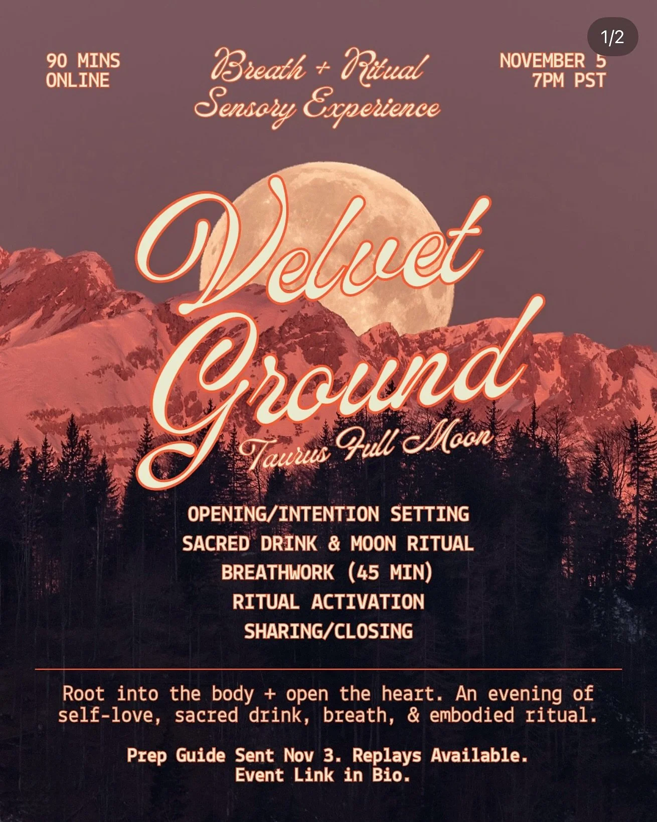 ✨ Velvet Ground | Breath+ Ritual Sensory Experience + Sacred Drink ✨

Whether you are into Full Moon rituals or not, I think this theme is very relevant and potent.

The upcoming Taurus Full Moon invites you to slow down, root deeply, and return to y