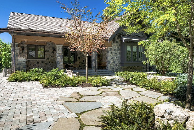 Outdoor Masonry and xeriscape landscaping Construction design build stone patio Bend Oregon