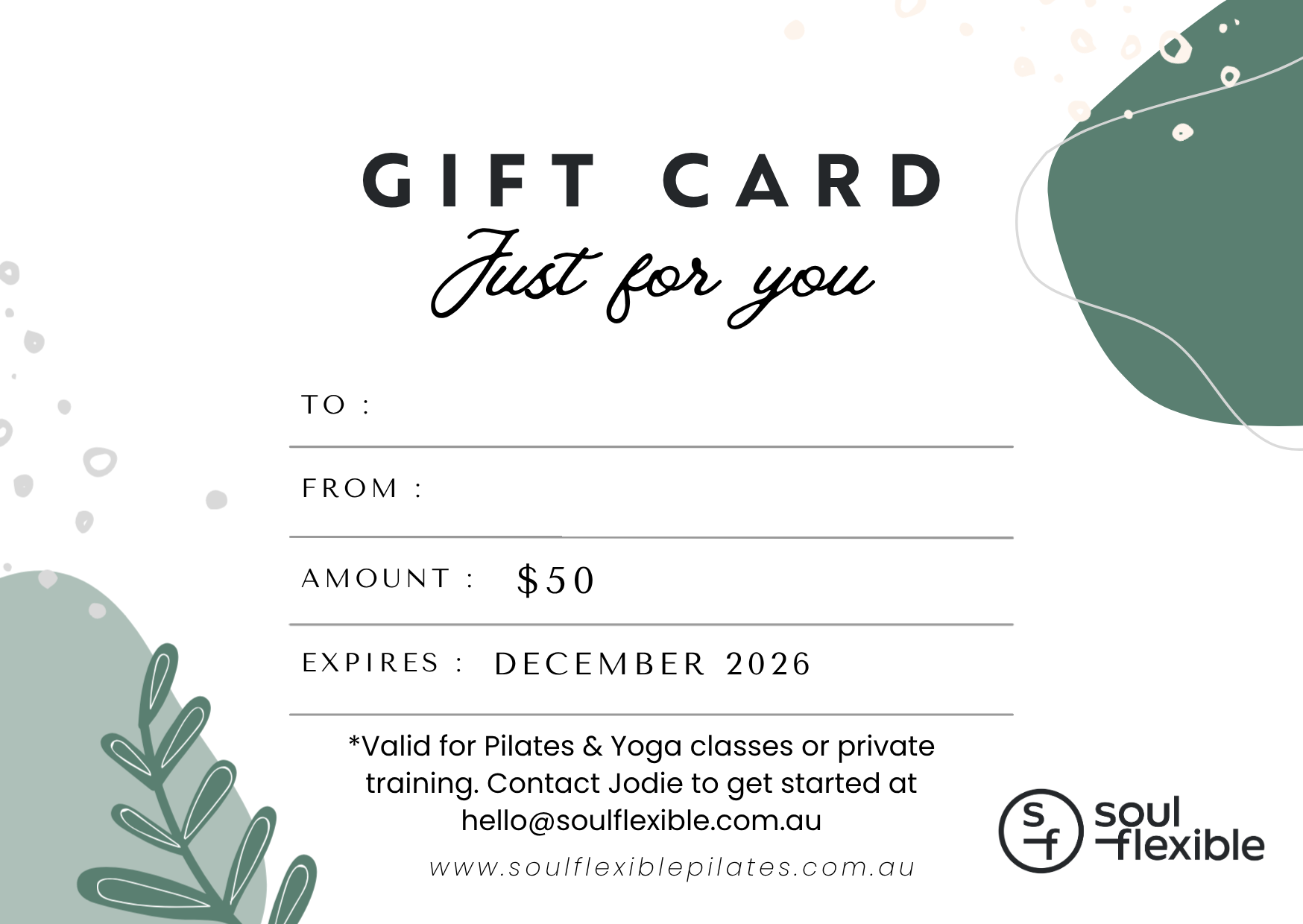 Pilates & Yoga Gift Vouchers
