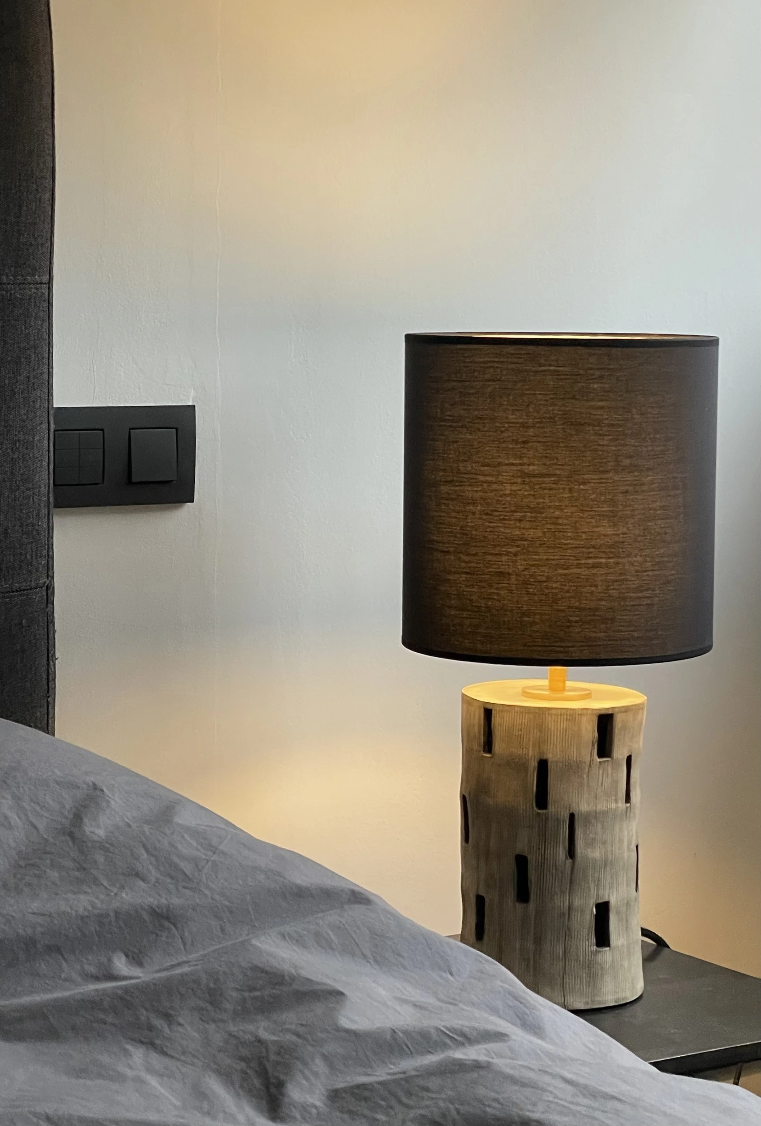 DORRY in bedroom, on bedside tables