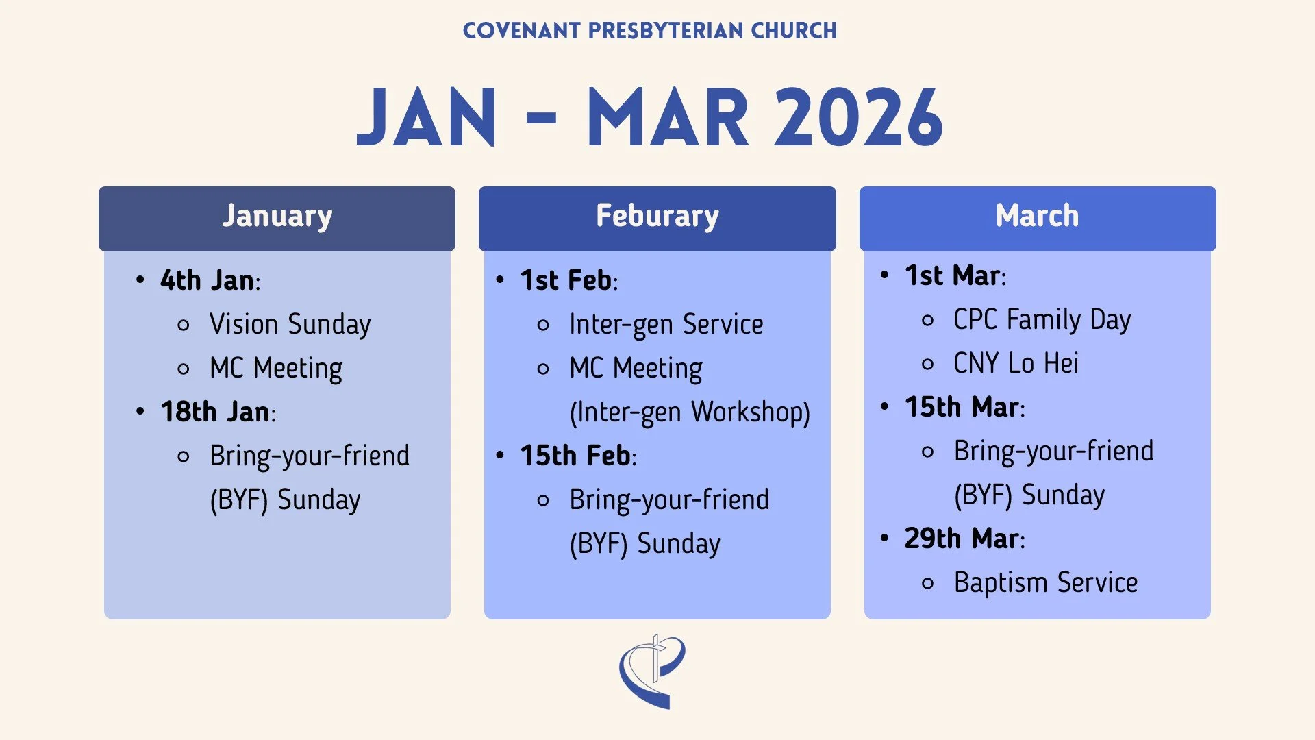 1st Quarter Calendar