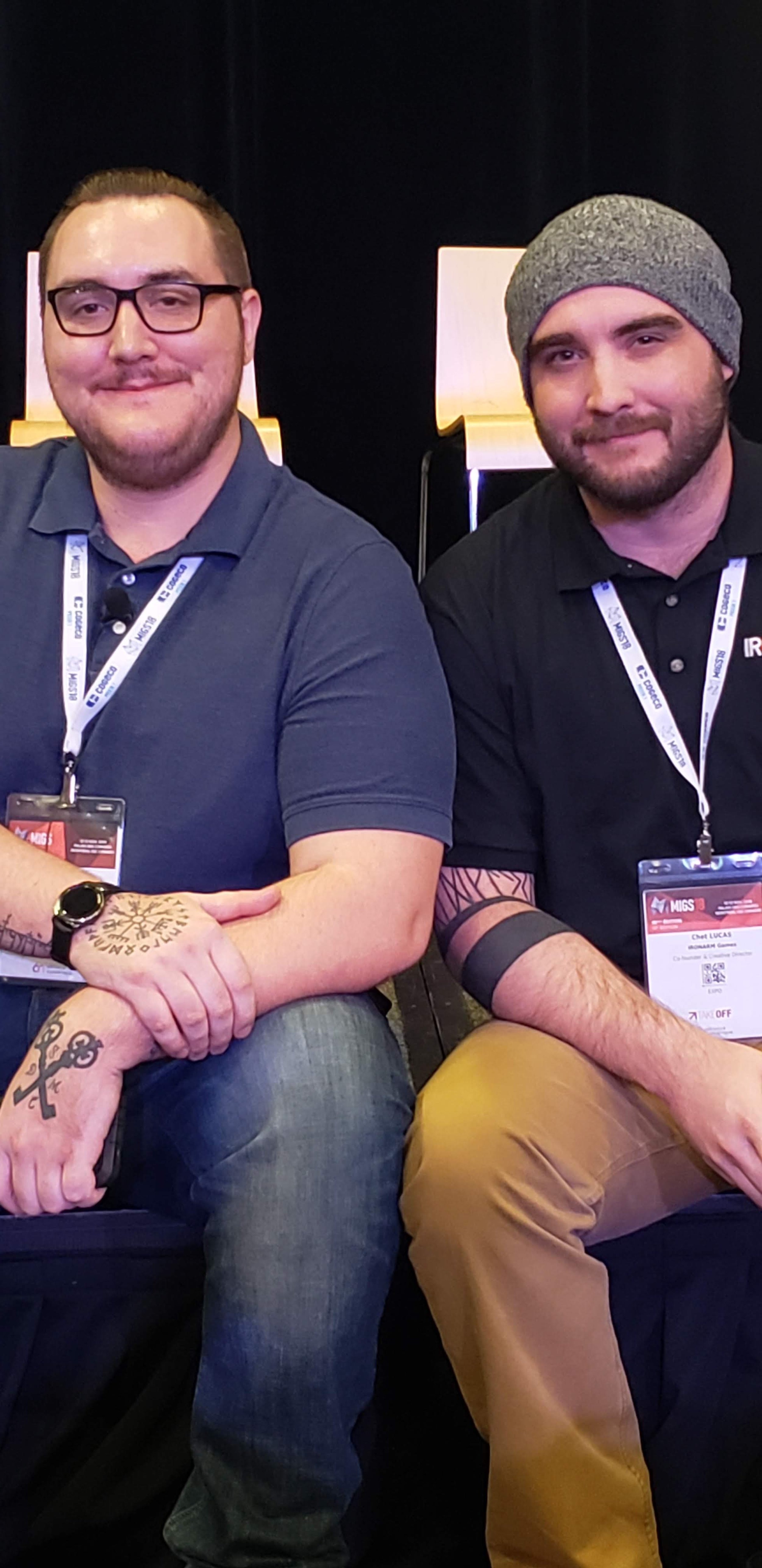 Sitting on stage at MIGS, post presentation.