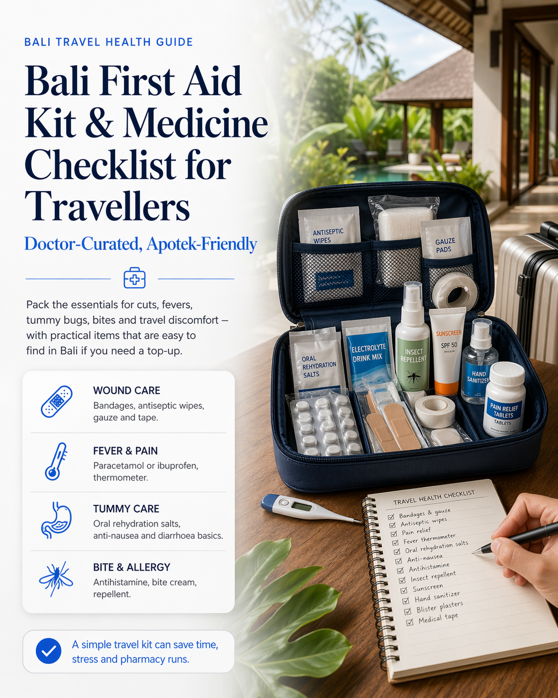 Bali First Aid Kit &amp; Medicine Checklist for Travellers (Doctor-Curated, Apotek-Friendly)
