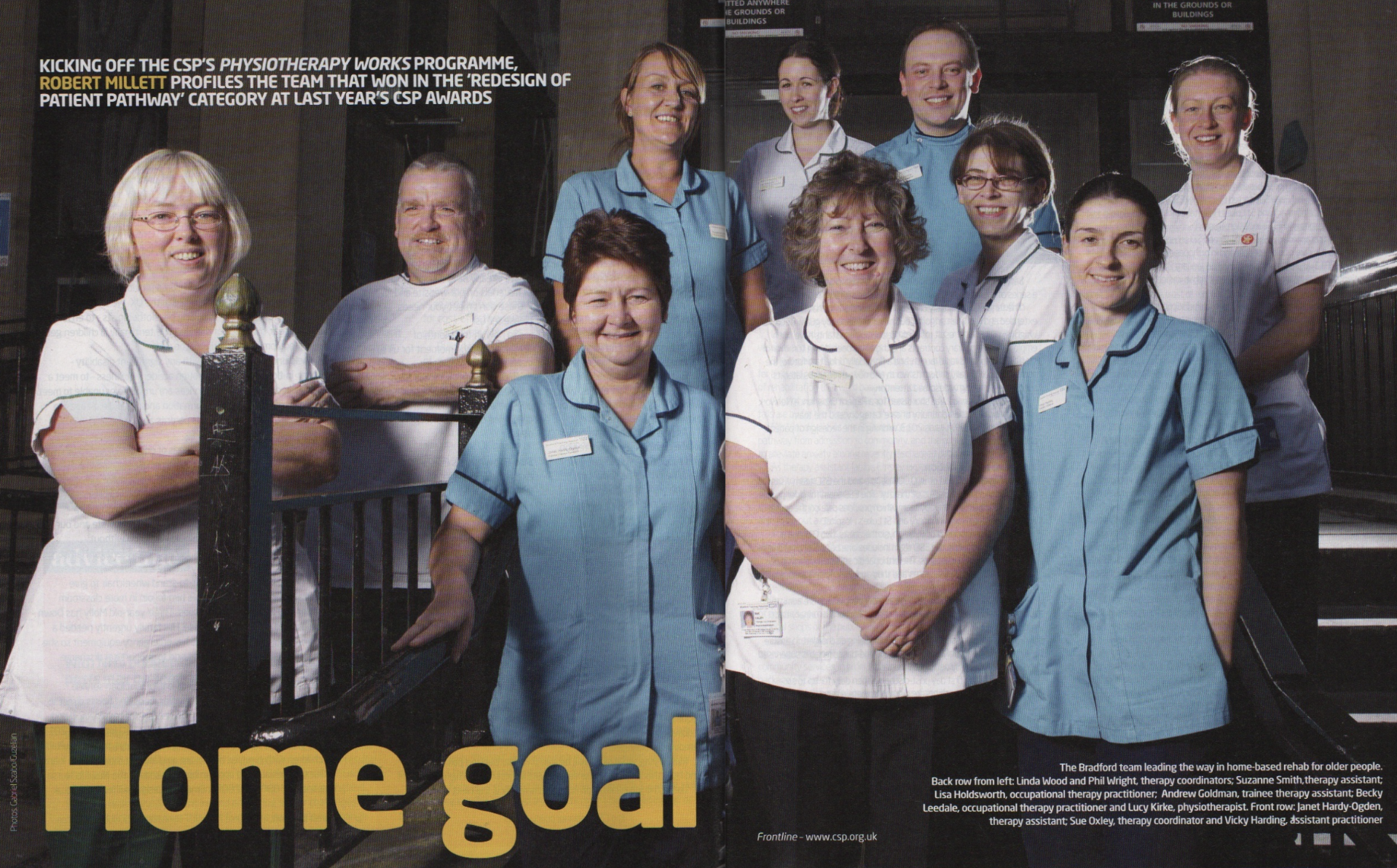 Photo of the orthopaedic rehabilitation team at Bradford Royal Infirmary in 2014