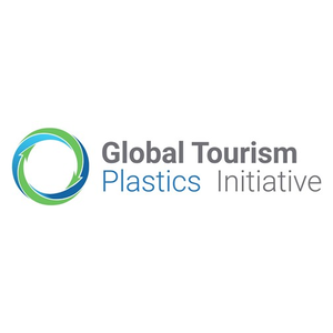 Global Tourism Plastics Initiative logo with a green and blue circular arrow design on the left and the name text on the right.