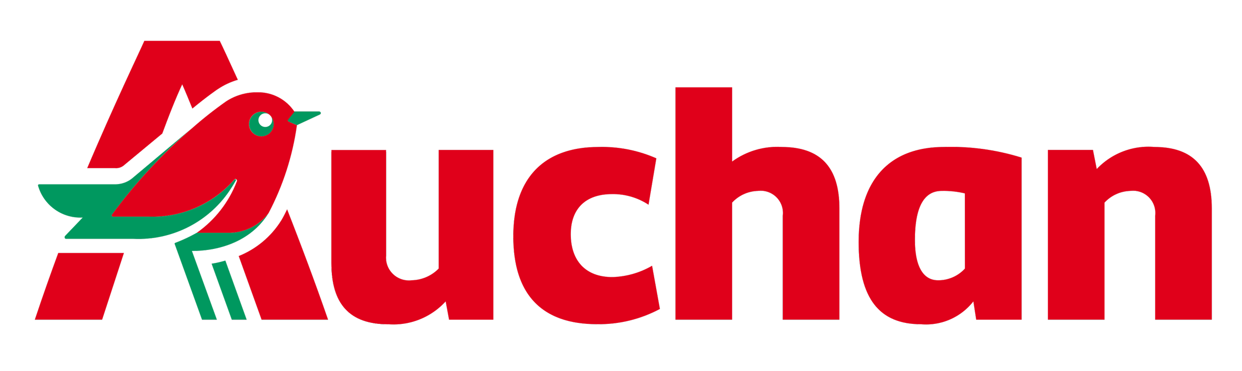Red and green Auchan Supermarket logo with the word "Auchan" in bold red letters.