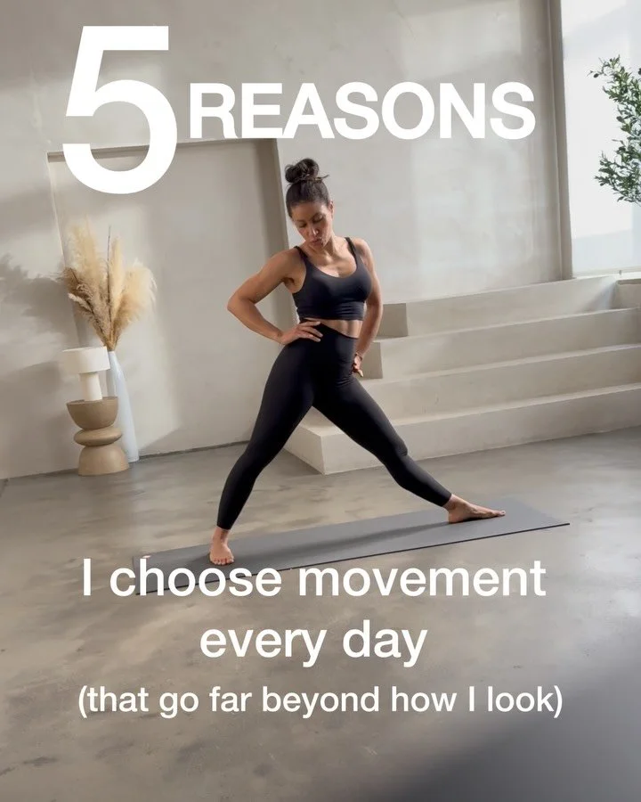 As I grow older lot about my motivation to move my body has shifted. It&rsquo;s no longer about forcing, correcting, It&rsquo;s about tuning in. And taking care of the woman I want to be years from now.
Movement makes me feel more aligned with who I 