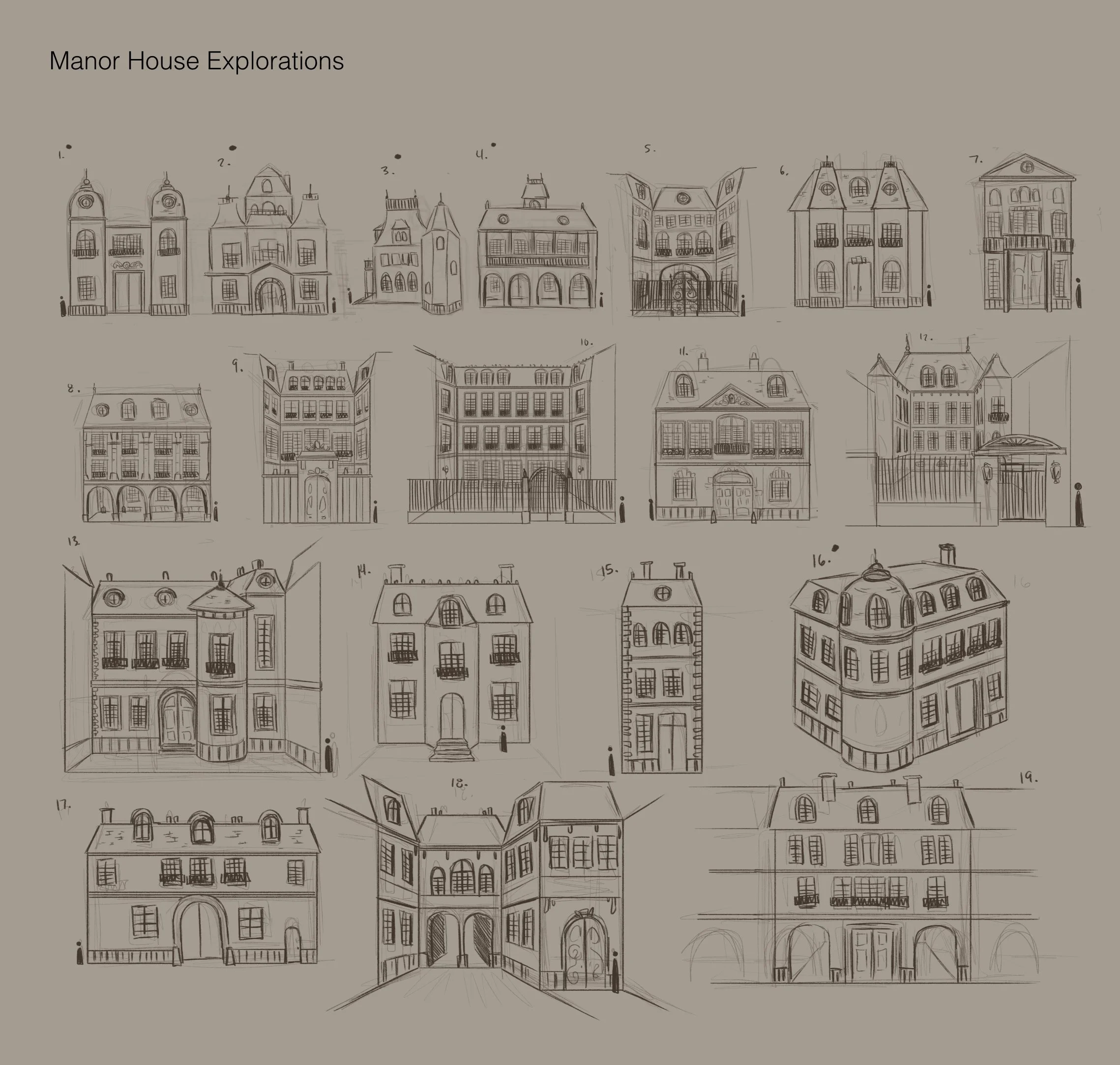 Manor House Exploration Sketches