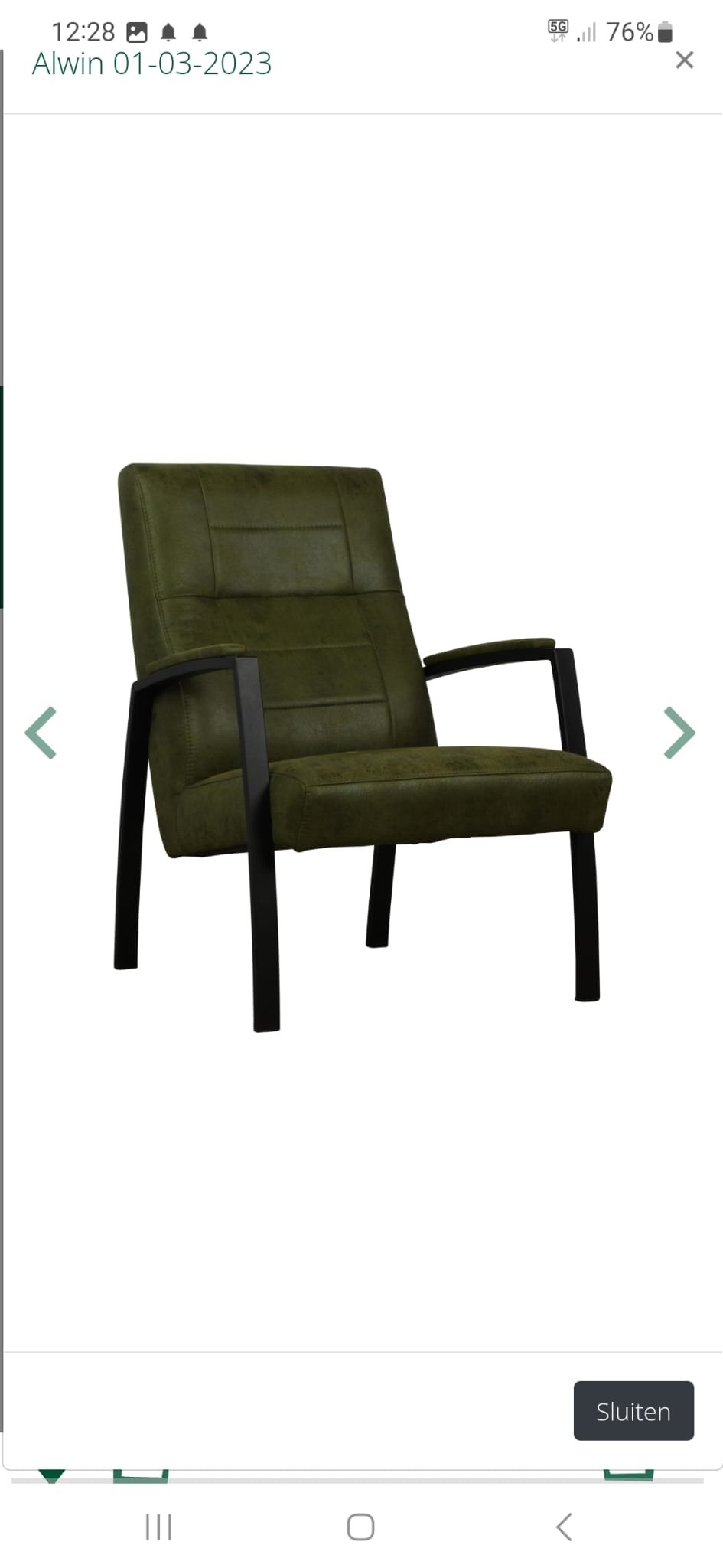 Fauteuil moerasgroen