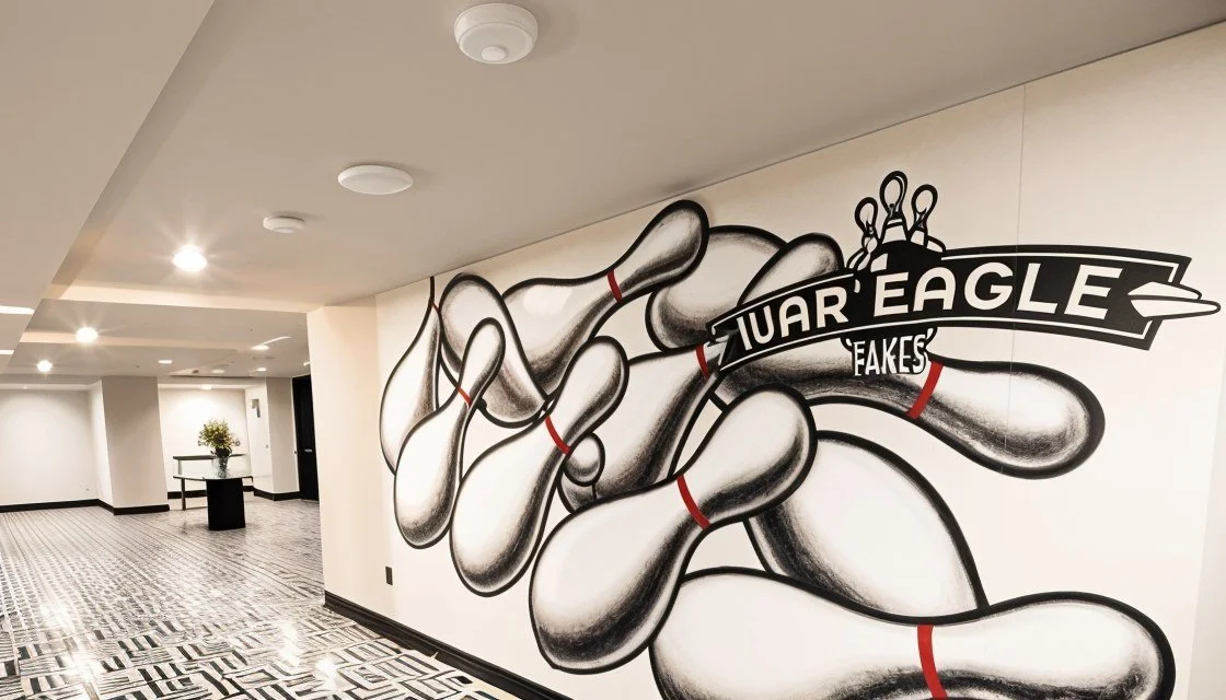 War Eagle Lanes mural corridor